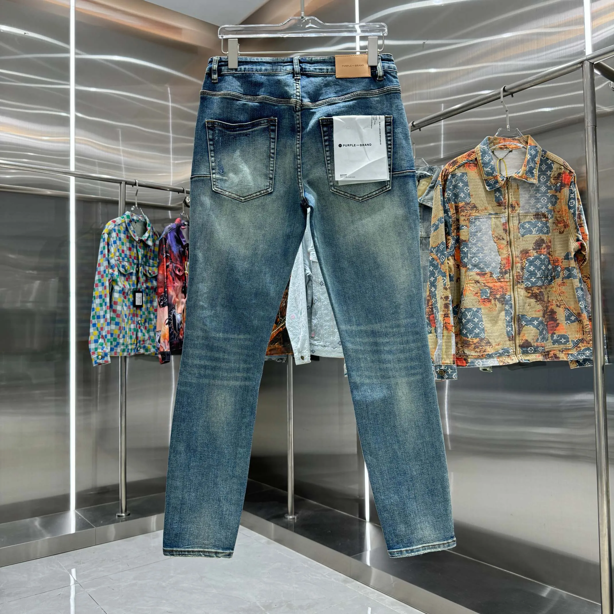 🅿️310 Purple Brand ripped craft street fashion slim fit stretch jeans color blue code number 30 32 34 36 38