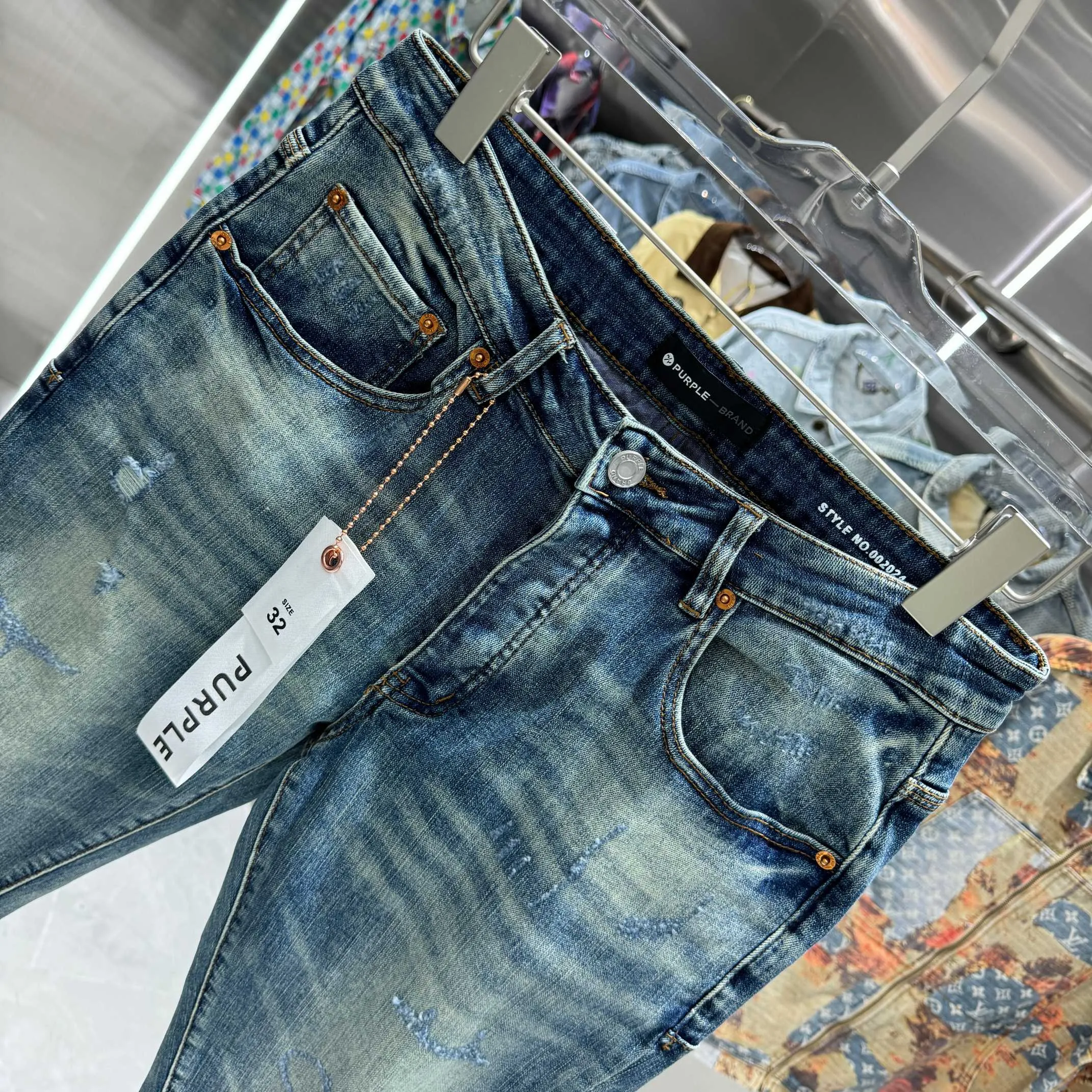🅿️310 Purple Brand ripped craft street fashion slim fit stretch jeans color blue code number 30 32 34 36 38