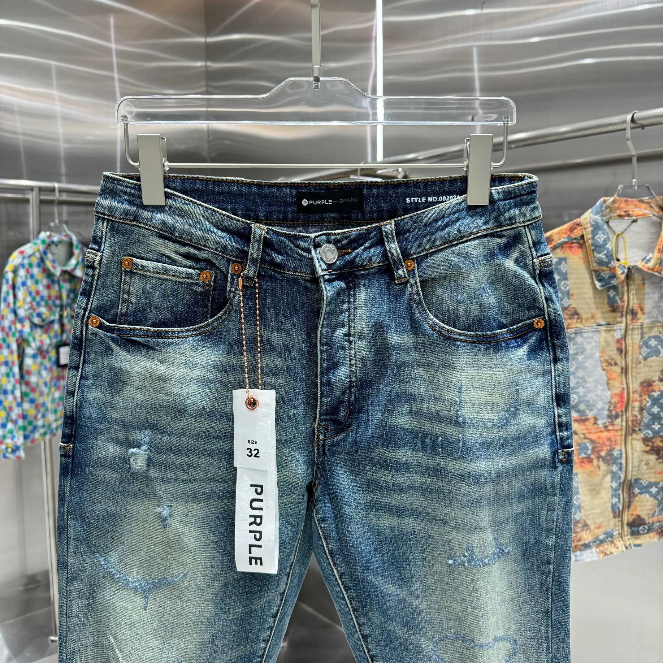 🅿️310 Purple Brand ripped craft street fashion slim fit stretch jeans color blue code number 30 32 34 36 38