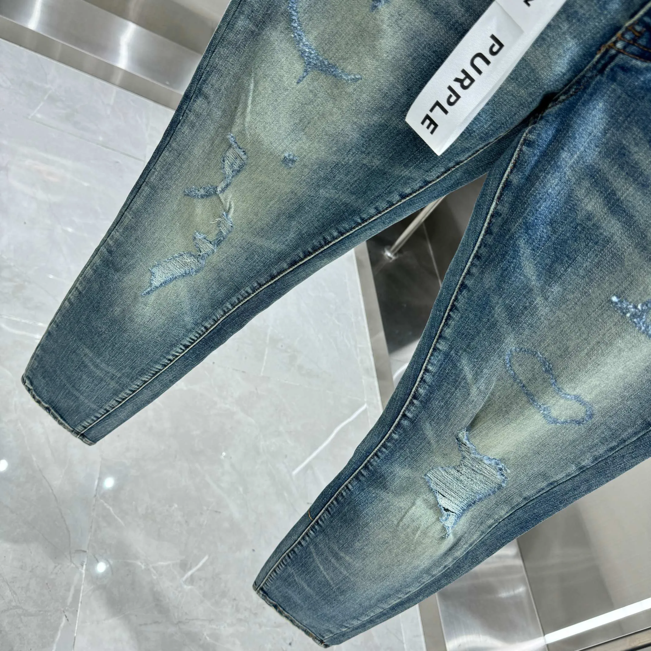 🅿️310 Purple Brand ripped craft street fashion slim fit stretch jeans color blue code number 30 32 34 36 38