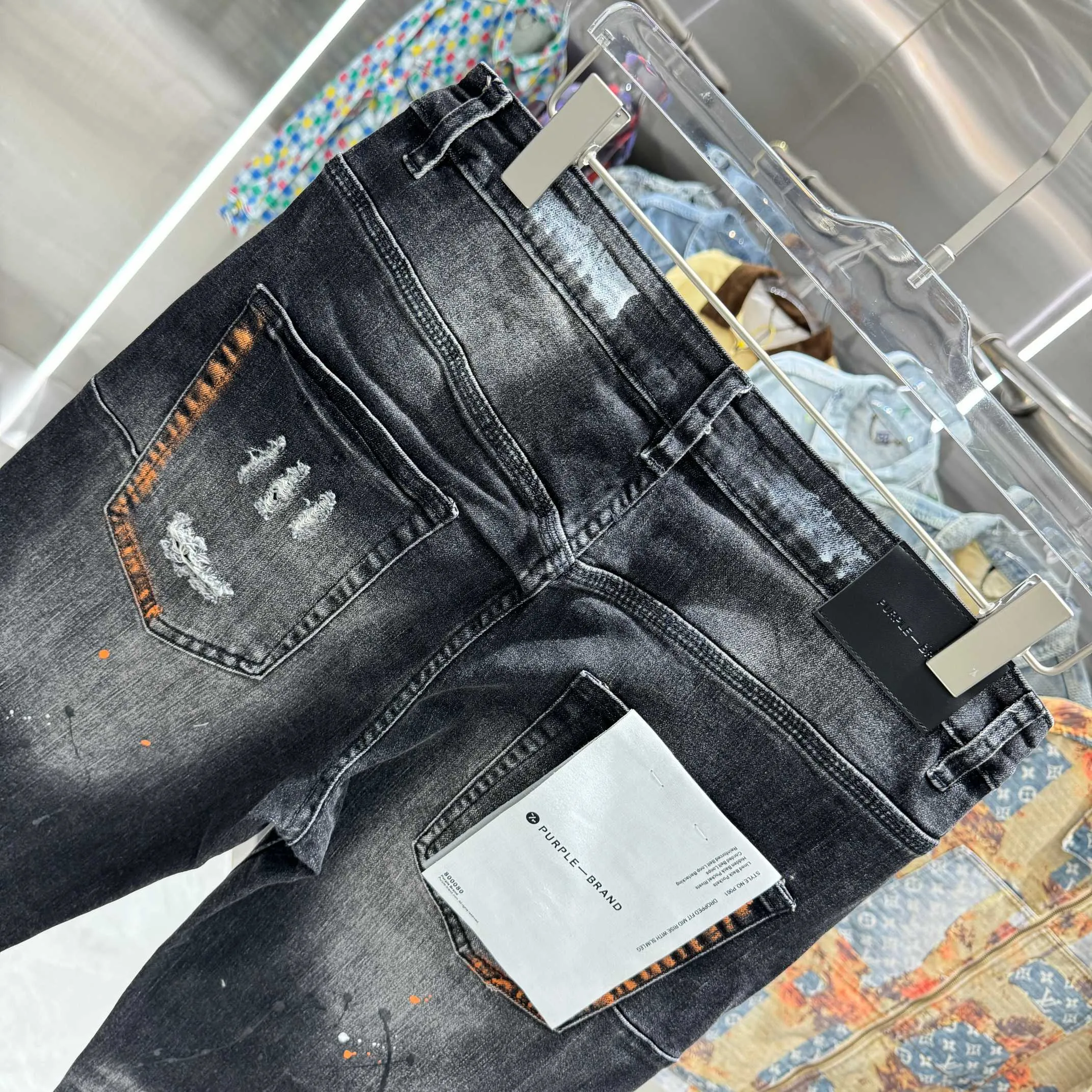 🅿️310 Purple Brand ripped graffiti craft street fashion slim fit stretch jeans Color Black Size 30 32 34 36 38