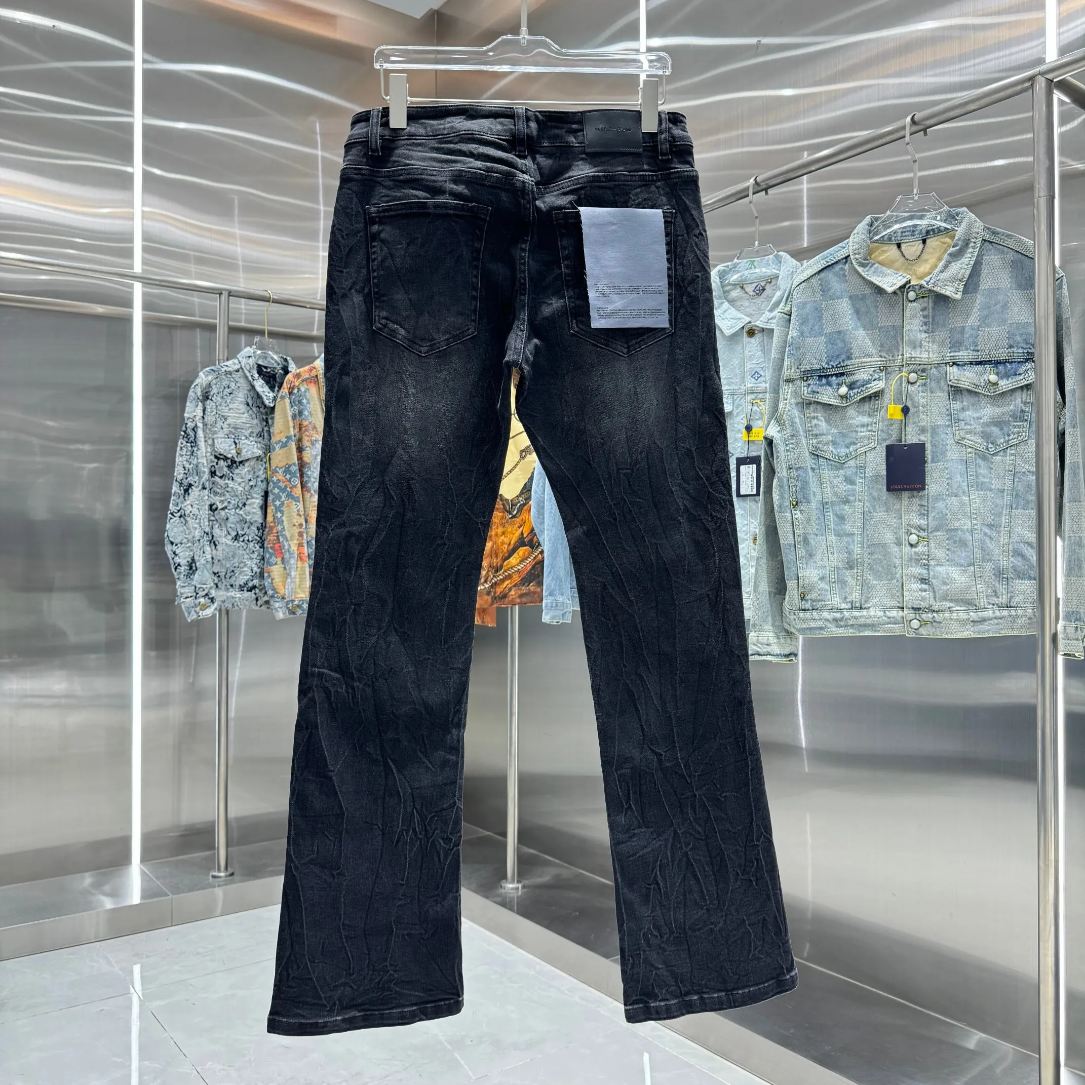 🅿️310 Purple Brand ripped craft street style micro-flared stretch jeans Color Black Size 30 32 34 36 38