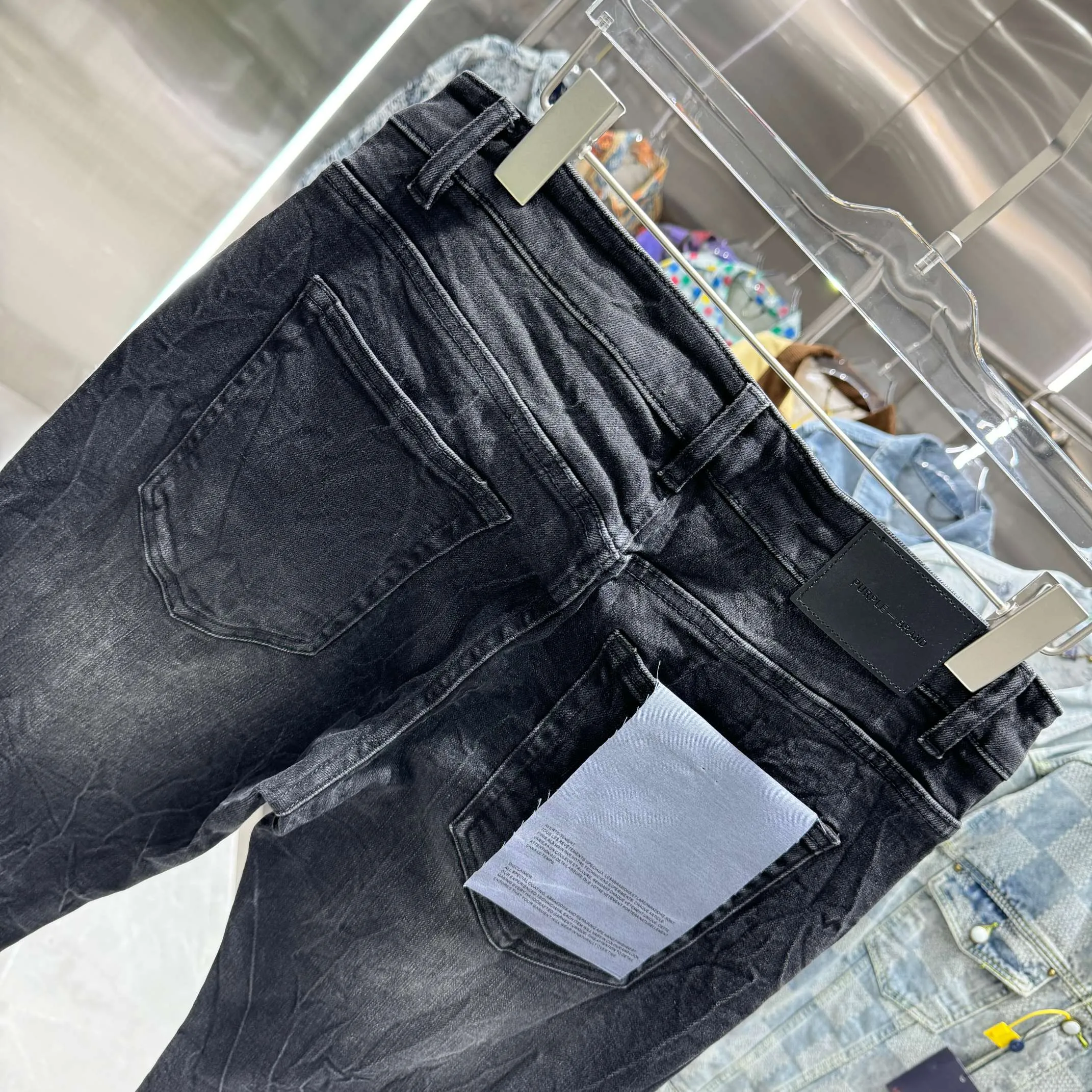 🅿️310 Purple Brand ripped craft street style micro-flared stretch jeans Color Black Size 30 32 34 36 38