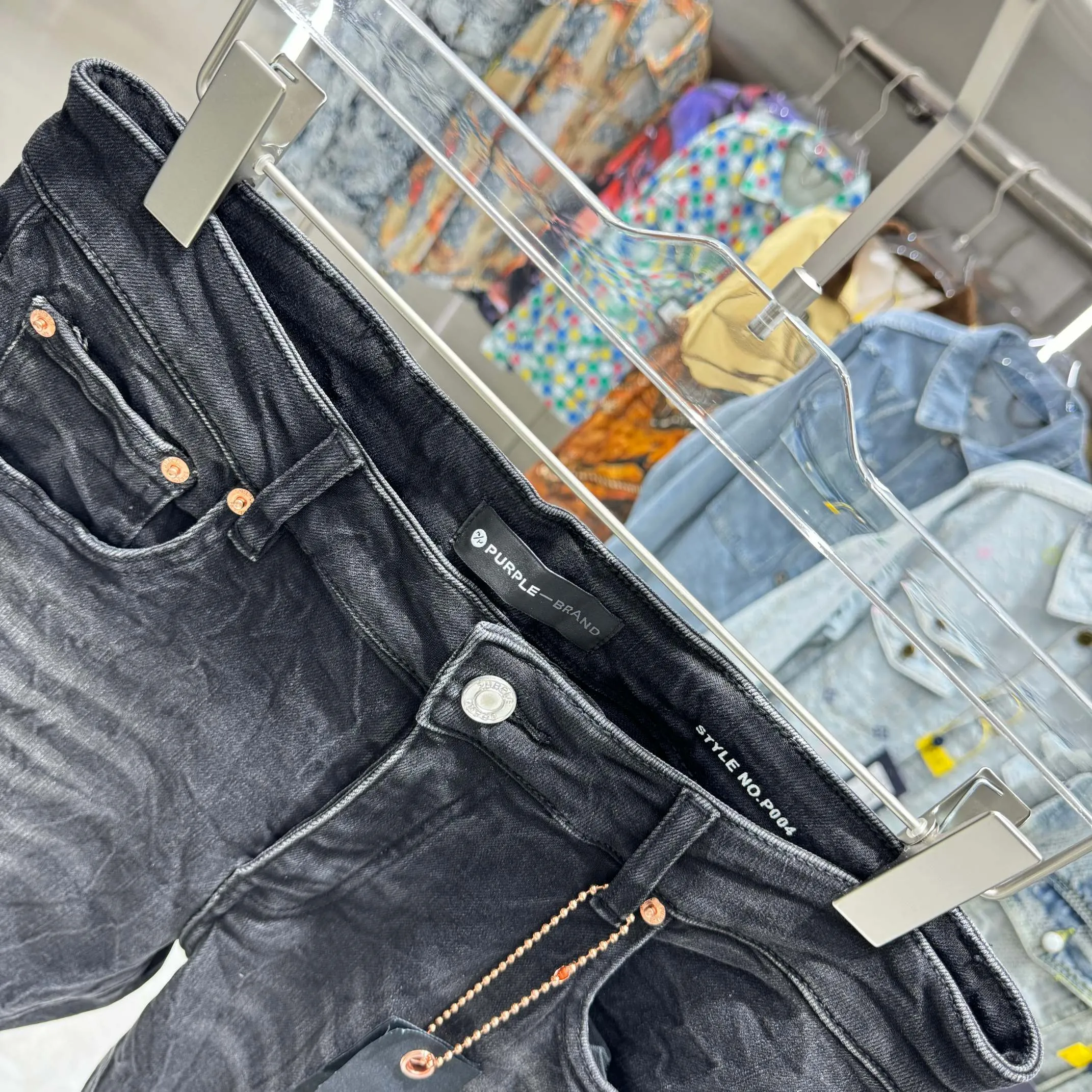 🅿️310 Purple Brand ripped craft street style micro-flared stretch jeans Color Black Size 30 32 34 36 38