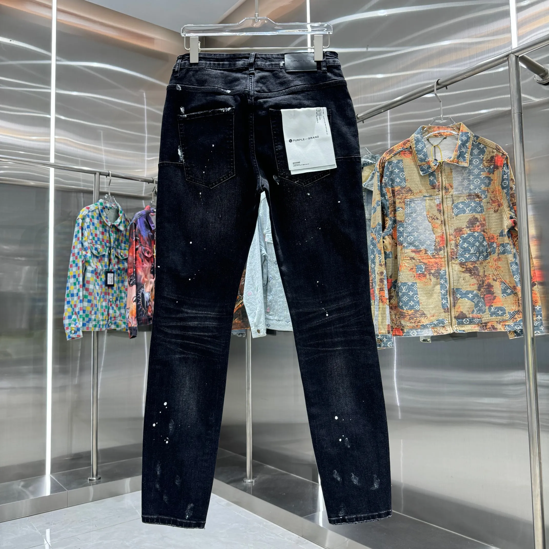 🅿️310 Purple Brand ripped graffiti craft street fashion slim fit stretch jeans Color Black Size 30 32 34 36 38