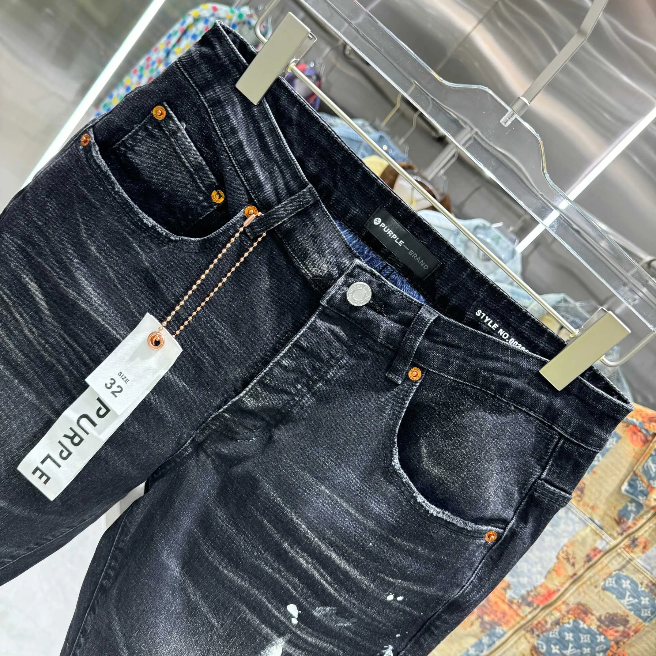 🅿️310 Purple Brand ripped graffiti craft street fashion slim fit stretch jeans Color Black Size 30 32 34 36 38