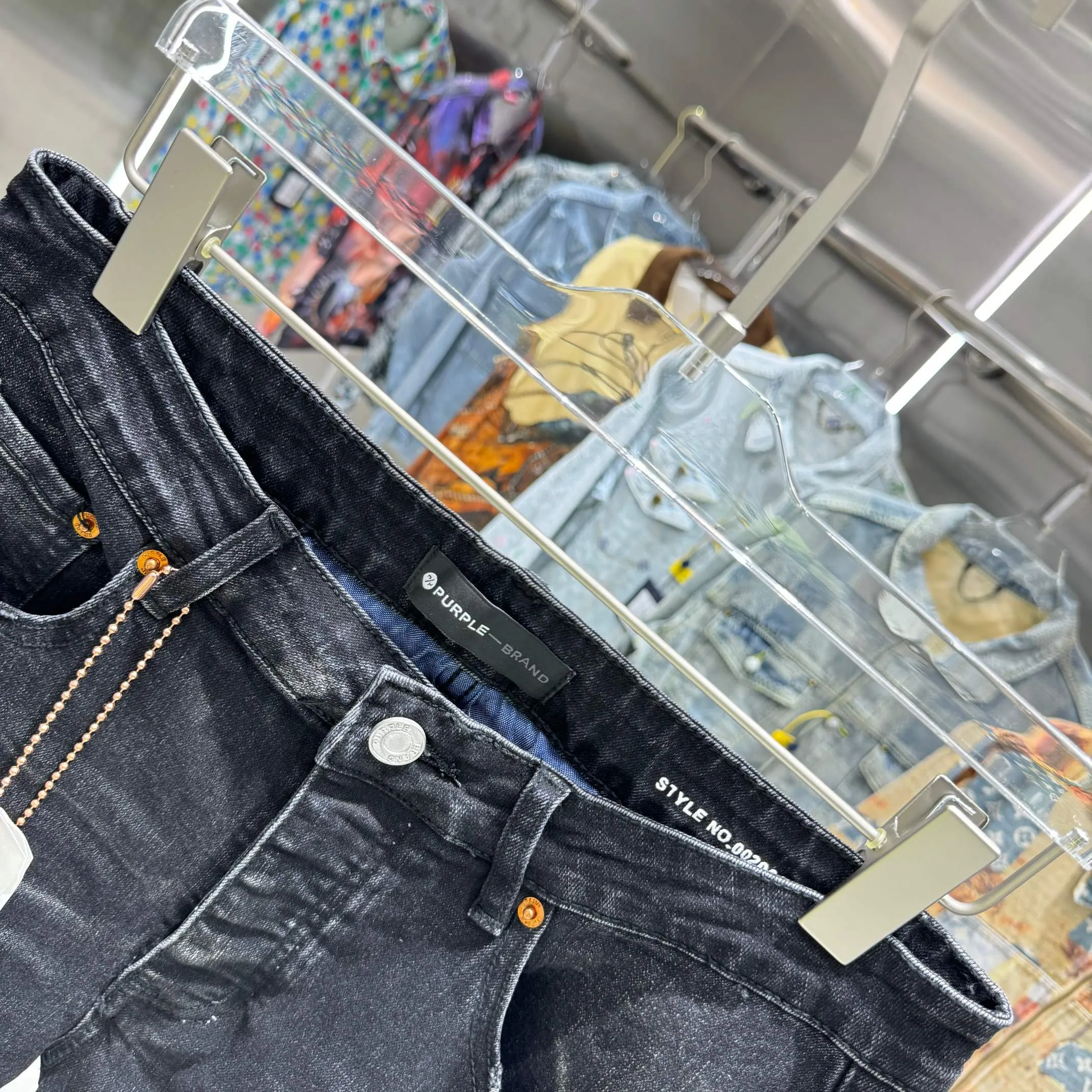 🅿️310 Purple Brand ripped graffiti craft street fashion slim fit stretch jeans Color Black Size 30 32 34 36 38