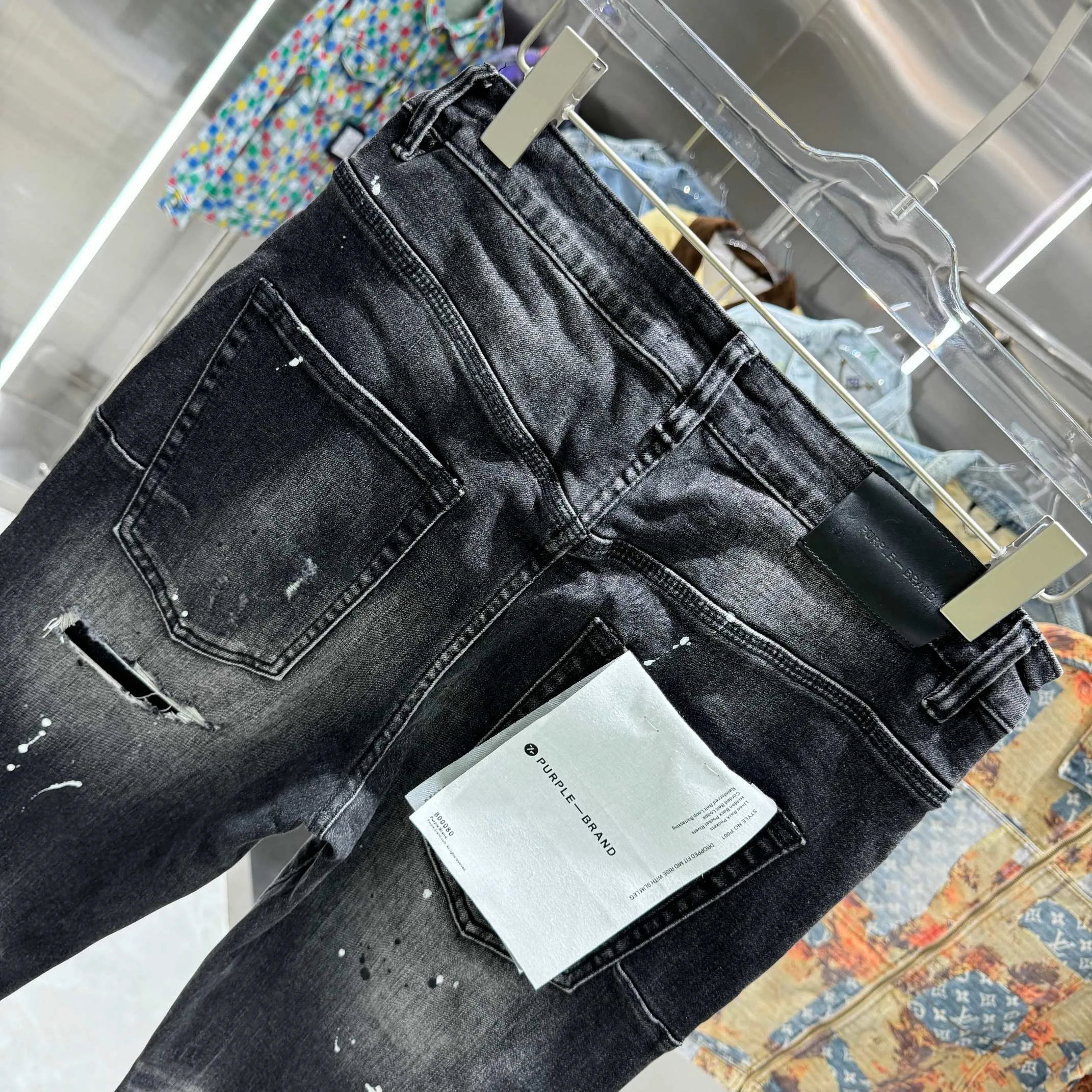 🅿️310 Purple Brand ripped graffiti craft street fashion slim fit stretch jeans Color Black Size 30 32 34 36 38
