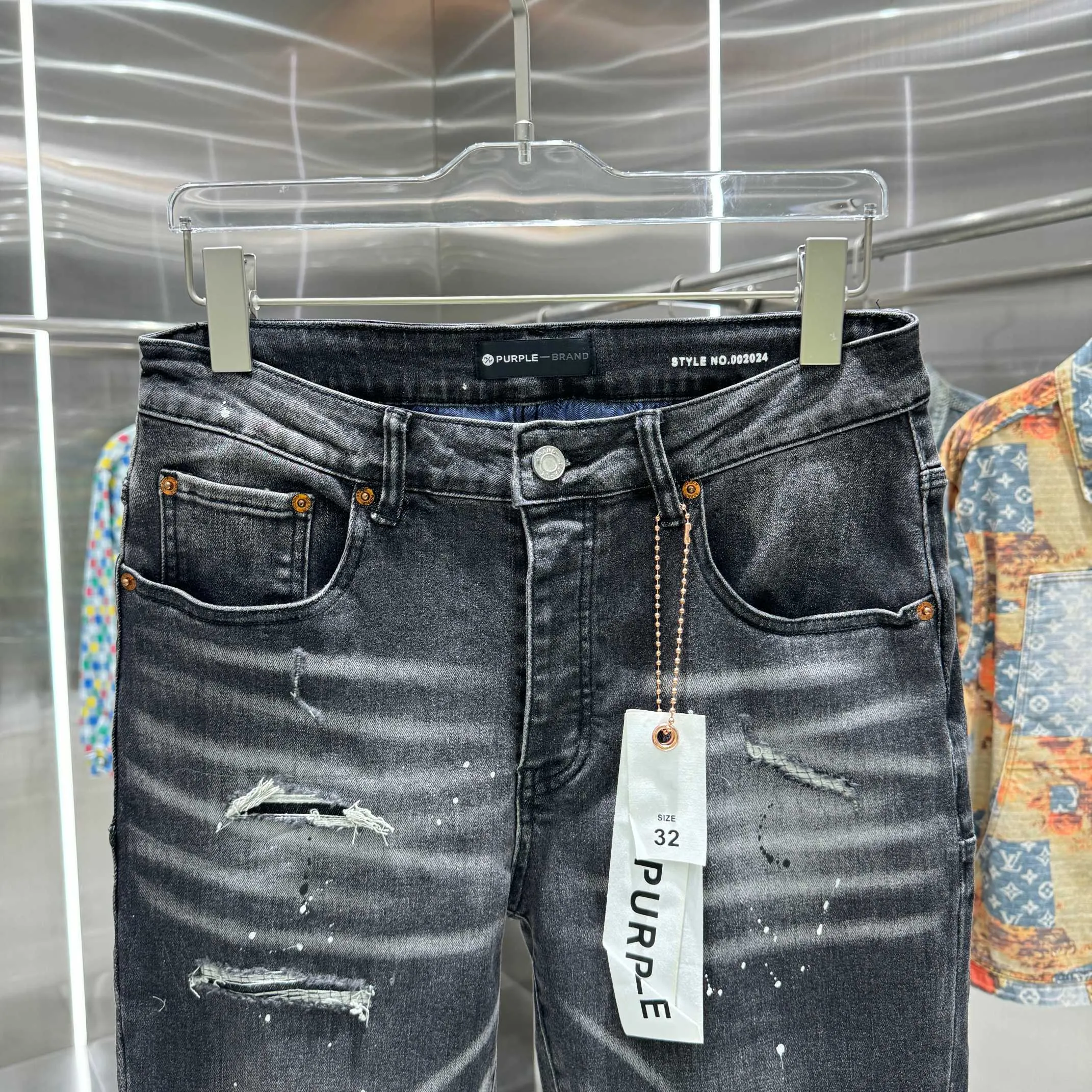 🅿️310 Purple Brand ripped graffiti craft street fashion slim fit stretch jeans Color Black Size 30 32 34 36 38