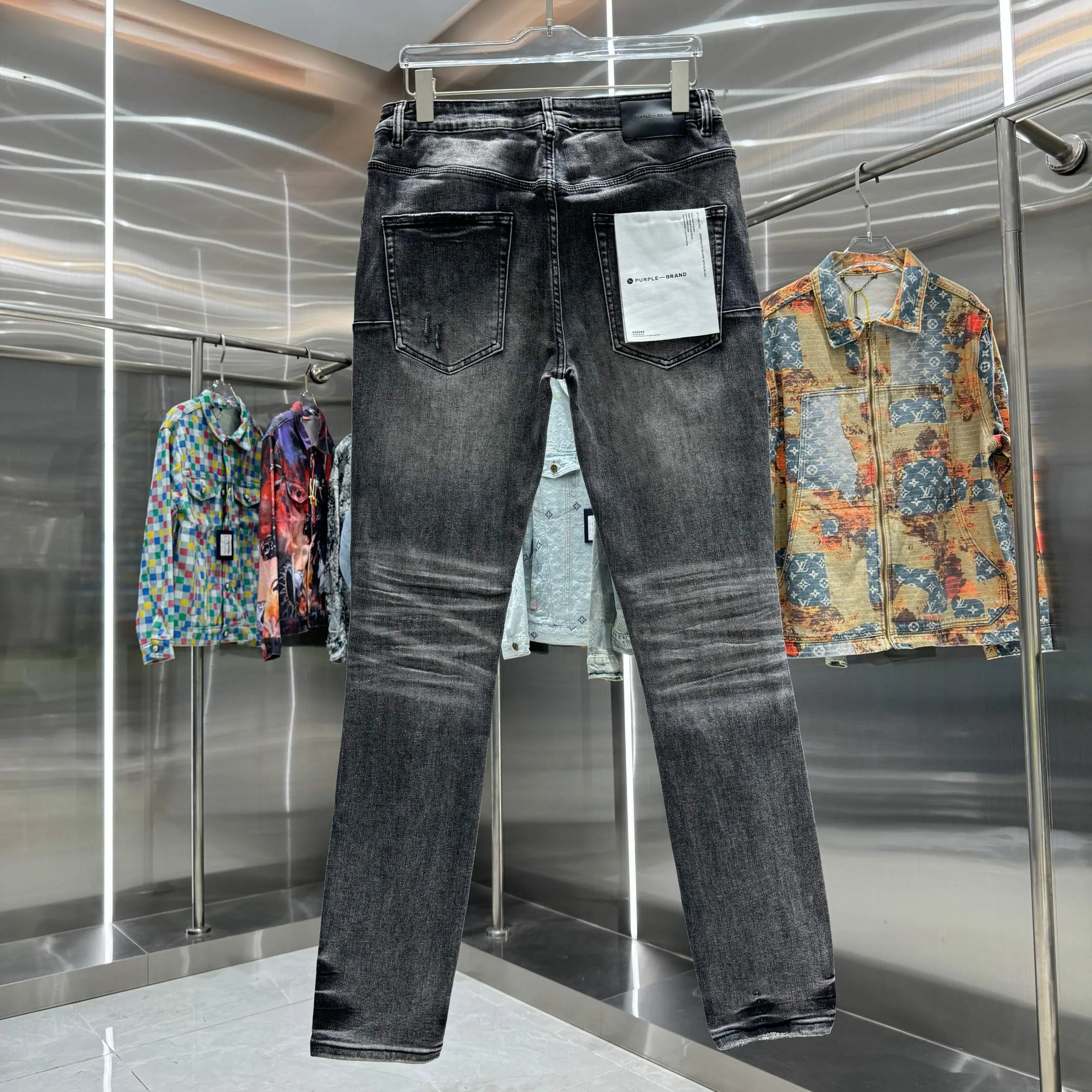 🅿️310 Purple Brand ripped craft street fashion slim fit stretch jeans color dark gray size 30 32 34 36 38