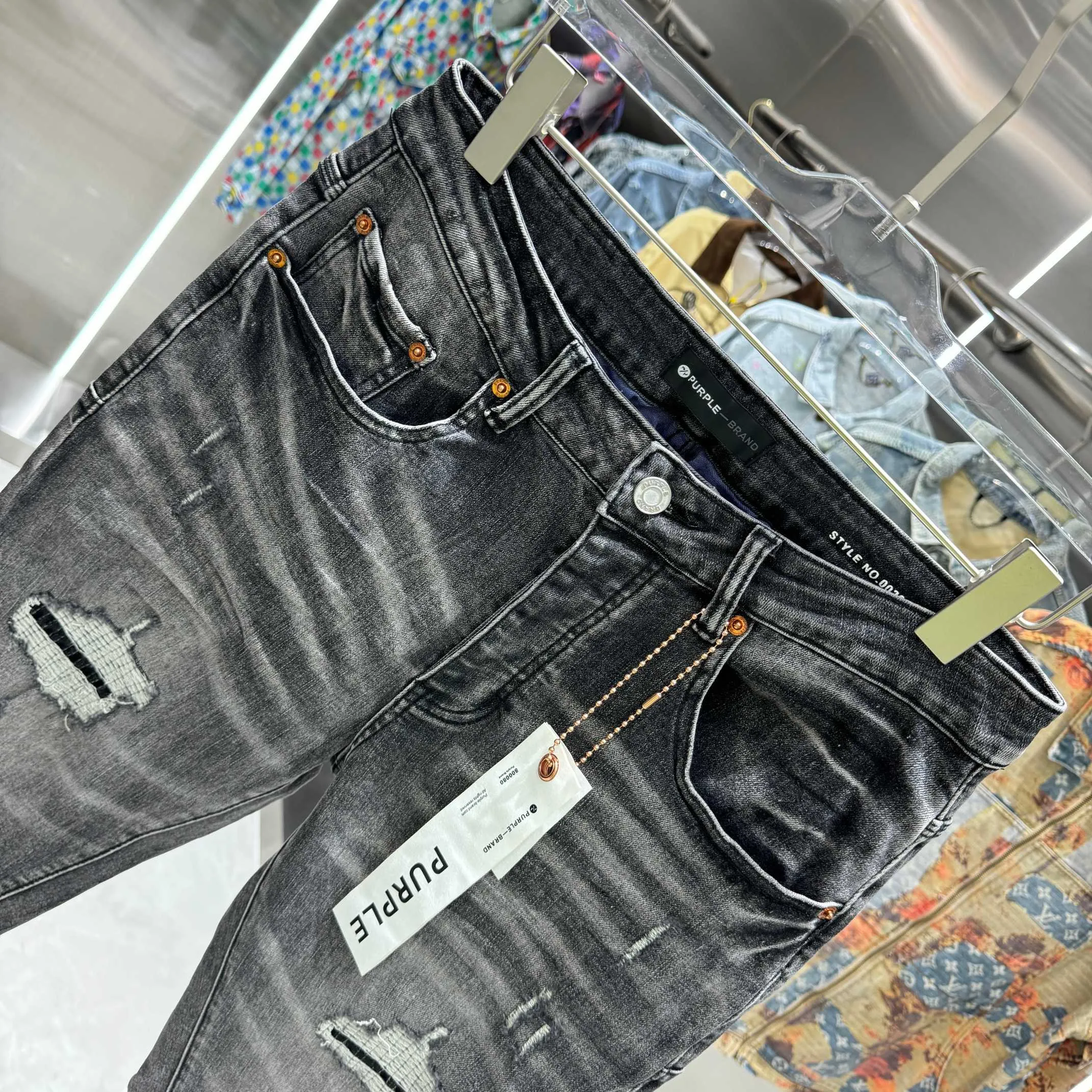 🅿️310 Purple Brand ripped craft street fashion slim fit stretch jeans color dark gray size 30 32 34 36 38