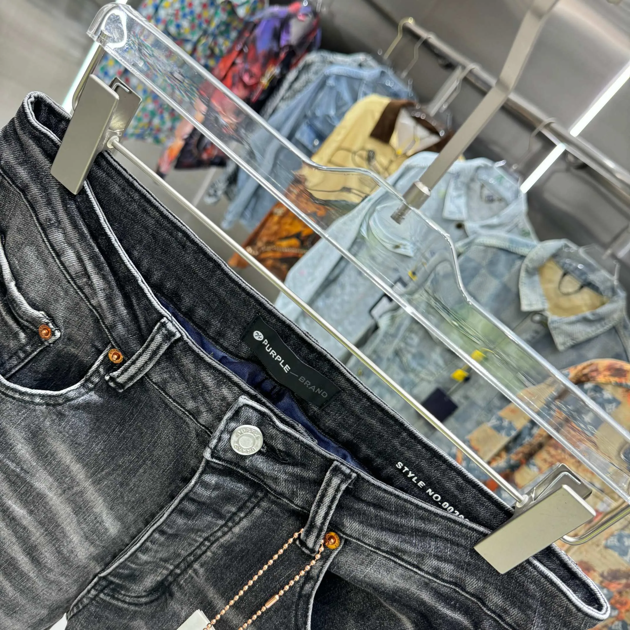 🅿️310 Purple Brand ripped craft street fashion slim fit stretch jeans color dark gray size 30 32 34 36 38