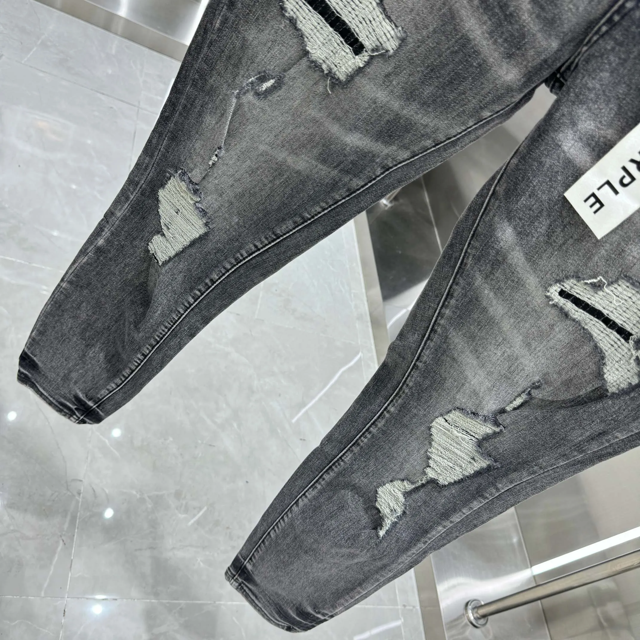 🅿️310 Purple Brand ripped craft street fashion slim fit stretch jeans color dark gray size 30 32 34 36 38