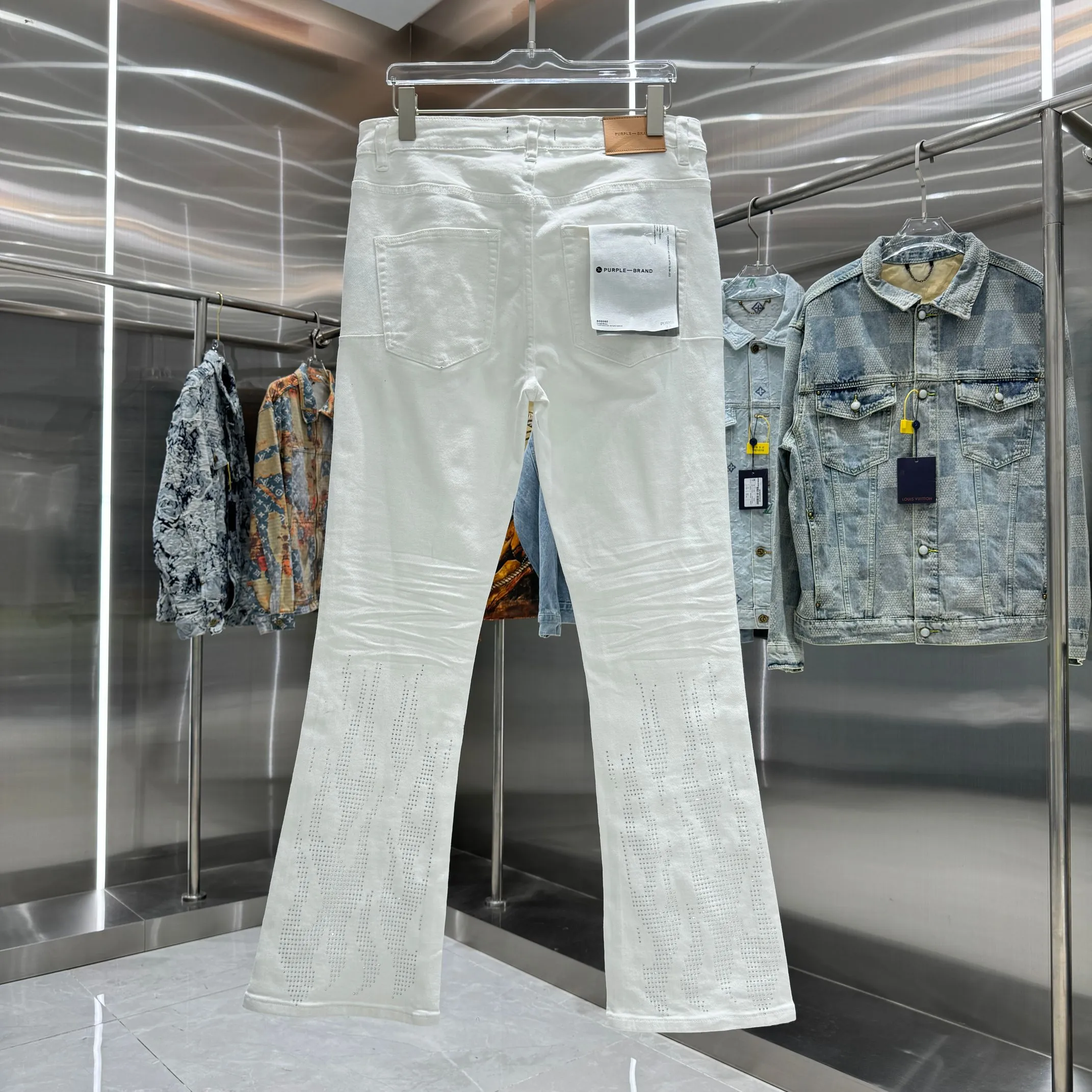 🅿️310 Purple Brand street style micro-flared stretch jeans Color White Size 30 32 34 36 38