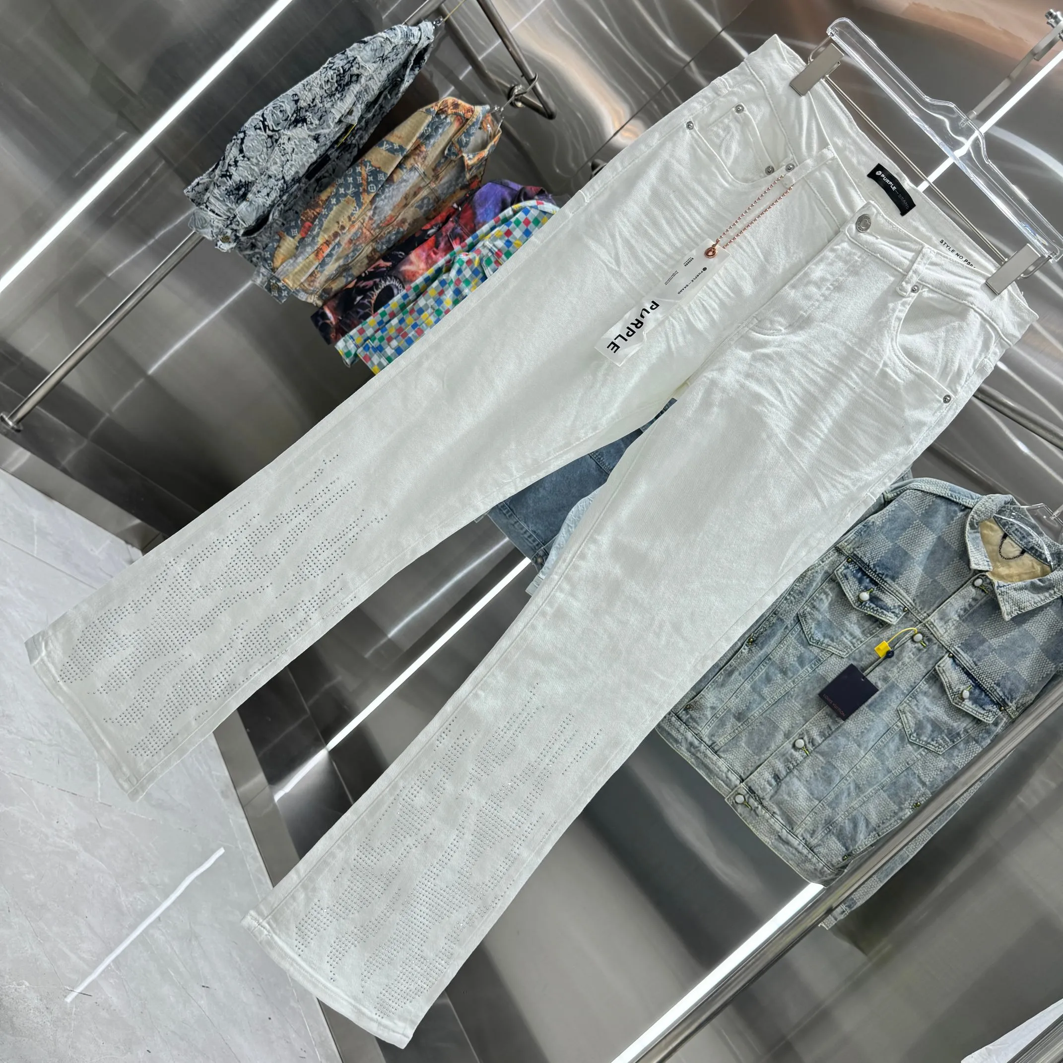 🅿️310 Purple Brand street style micro-flared stretch jeans Color White Size 30 32 34 36 38