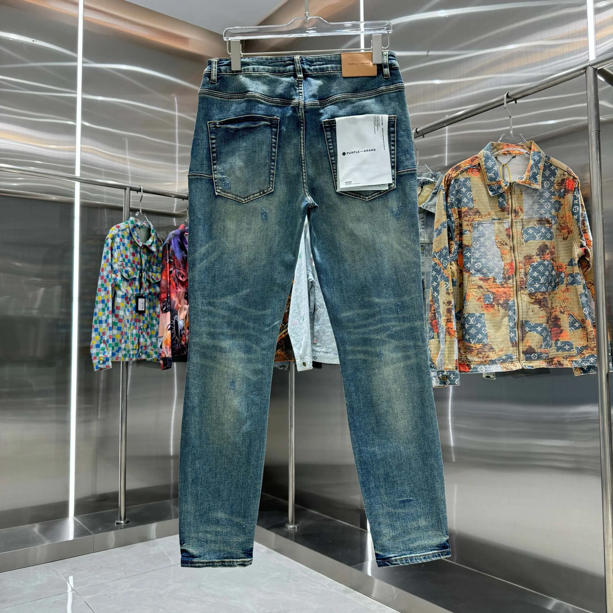 🅿️310 Purple Brand ripped craft street fashion slim fit stretch jeans color blue code number 30 32 34 36 38