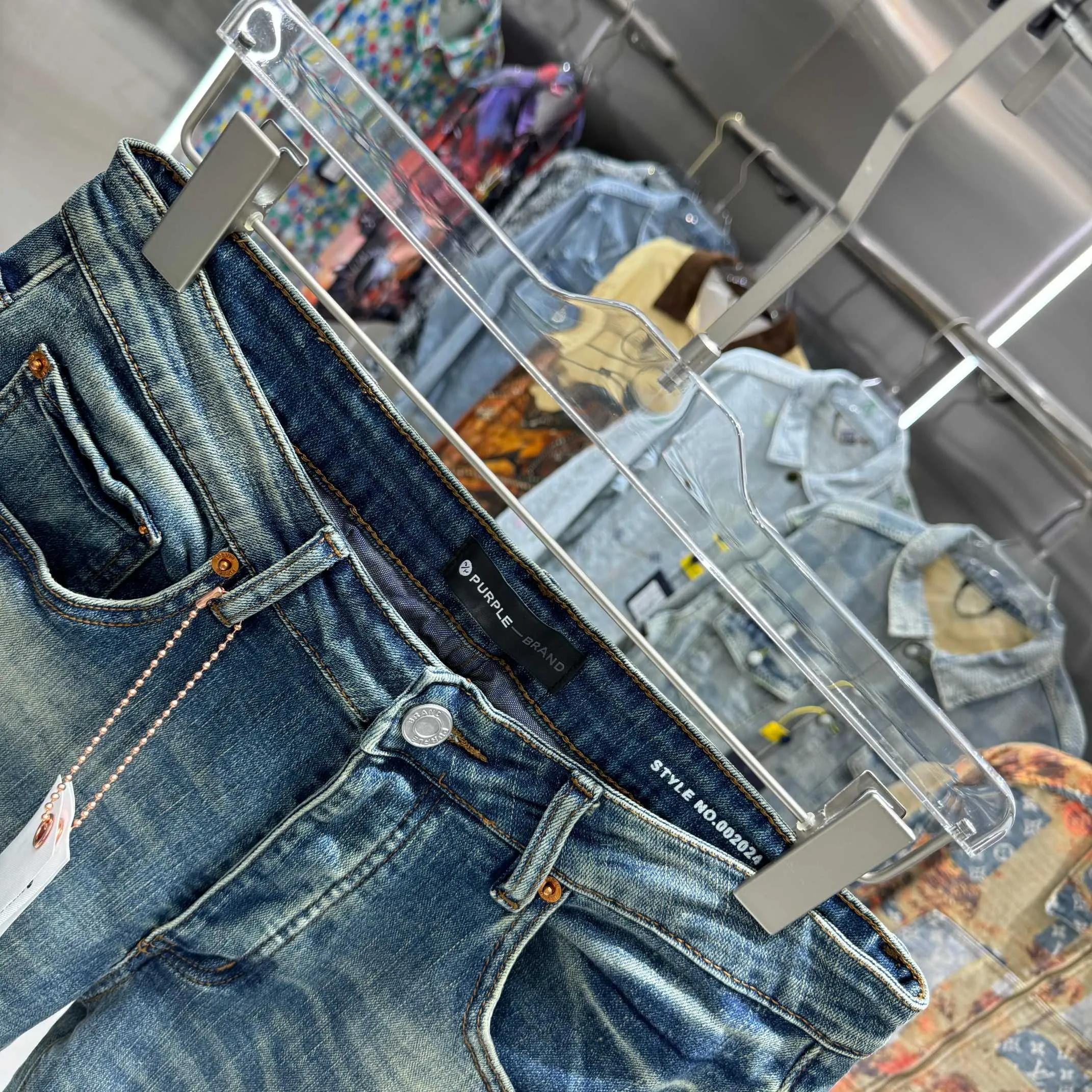 🅿️310 Purple Brand ripped craft street fashion slim fit stretch jeans color blue code number 30 32 34 36 38