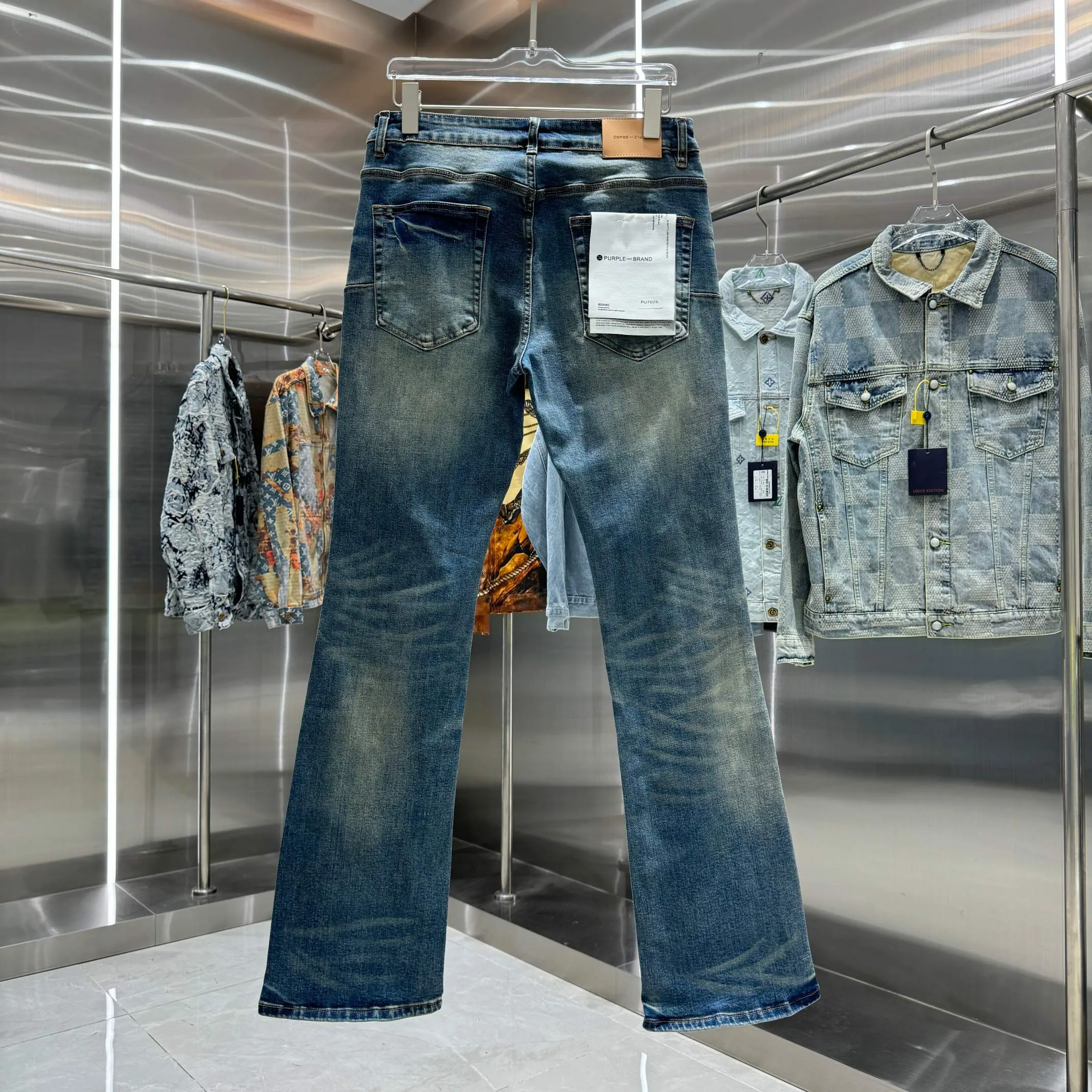 🅿️310 Purple Brand ripped street style micro-flared stretch jeans Color Blue Size 30 32 34 36 38