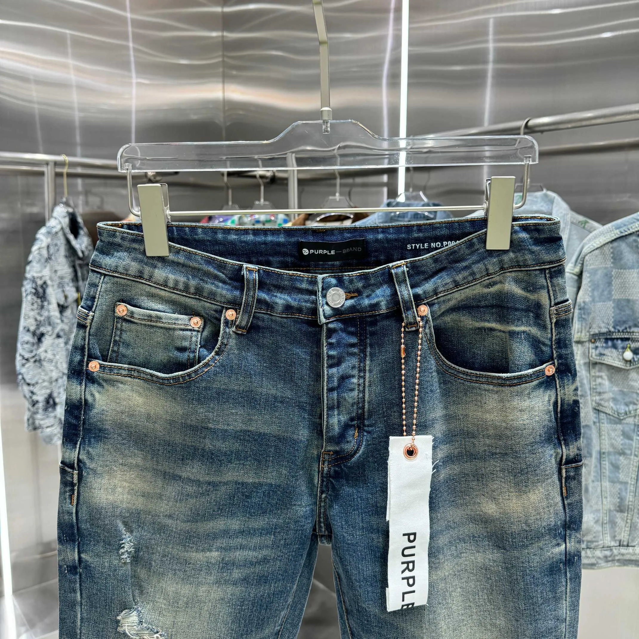 🅿️310 Purple Brand ripped street style micro-flared stretch jeans Color Blue Size 30 32 34 36 38