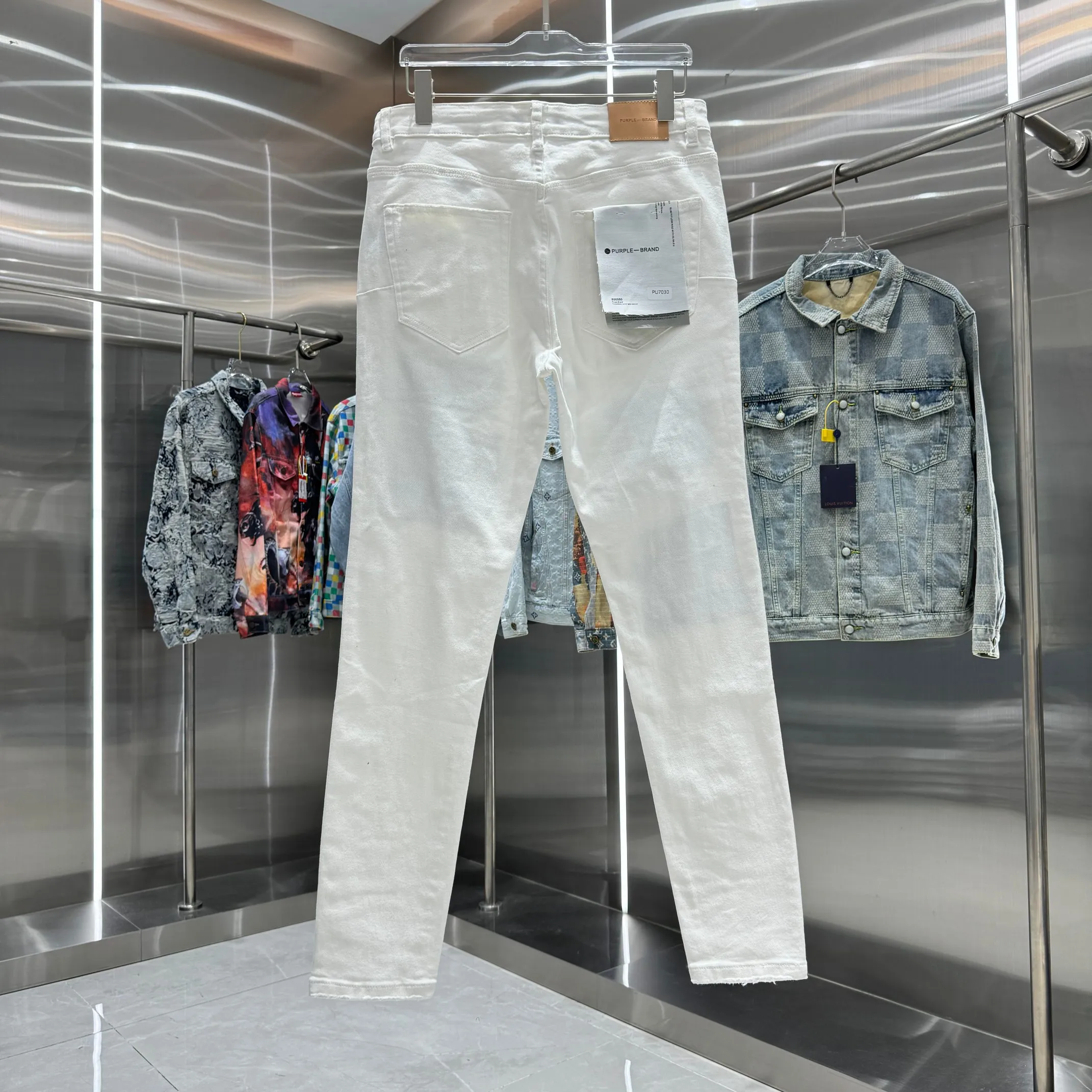 🅿️310 Purple Brand ripped craft street fashion slim fit stretch jeans color white code number 30 32 34 36 38
