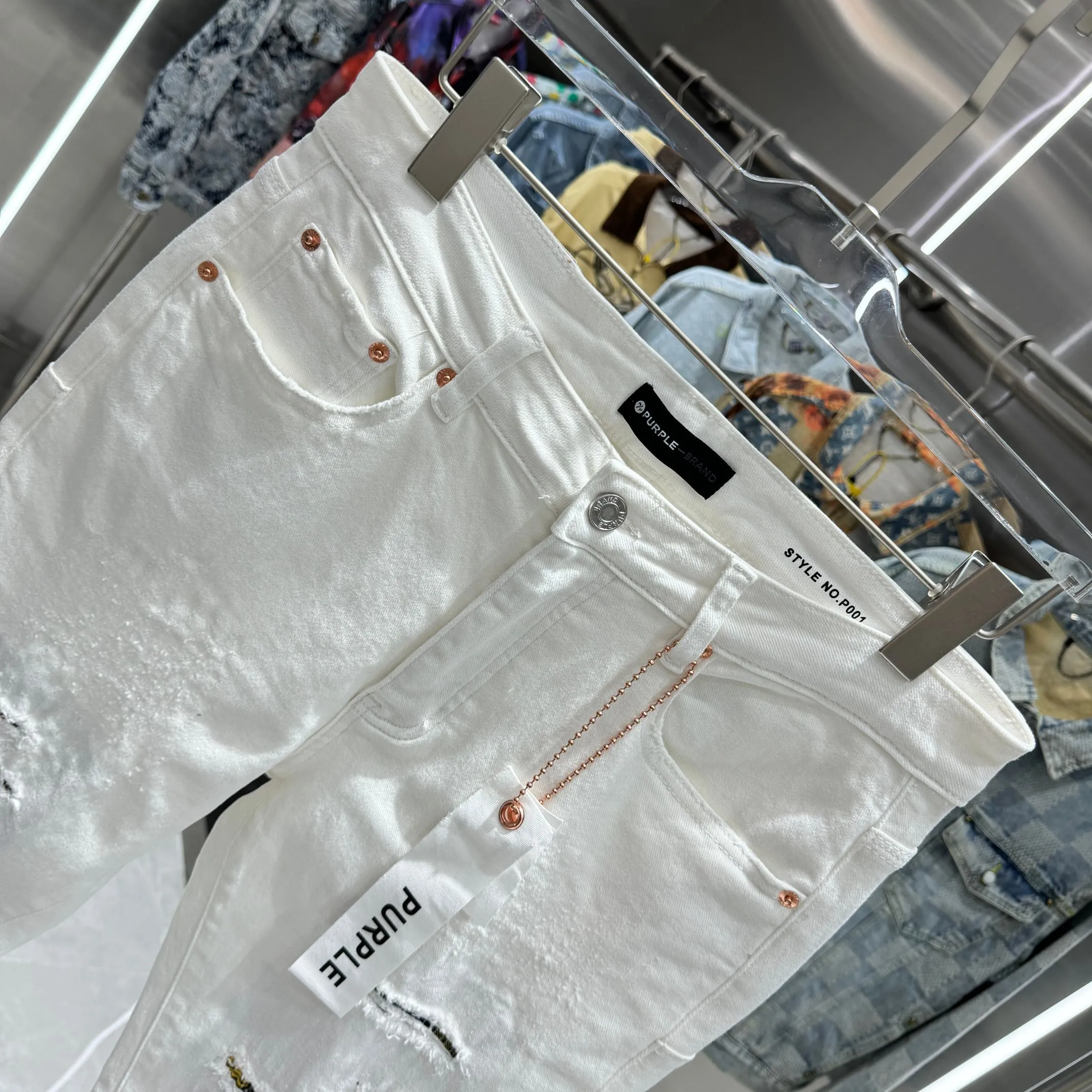 🅿️310 Purple Brand ripped craft street fashion slim fit stretch jeans color white code number 30 32 34 36 38