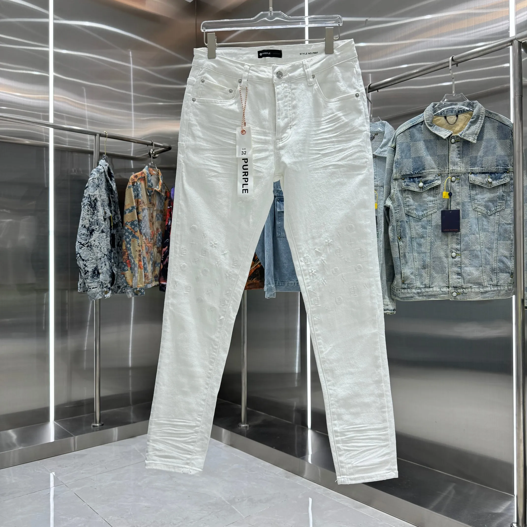 🅿️310 Purple Brand street fashion style slim fit stretch jeans Color White Size 30 32 34 36 38