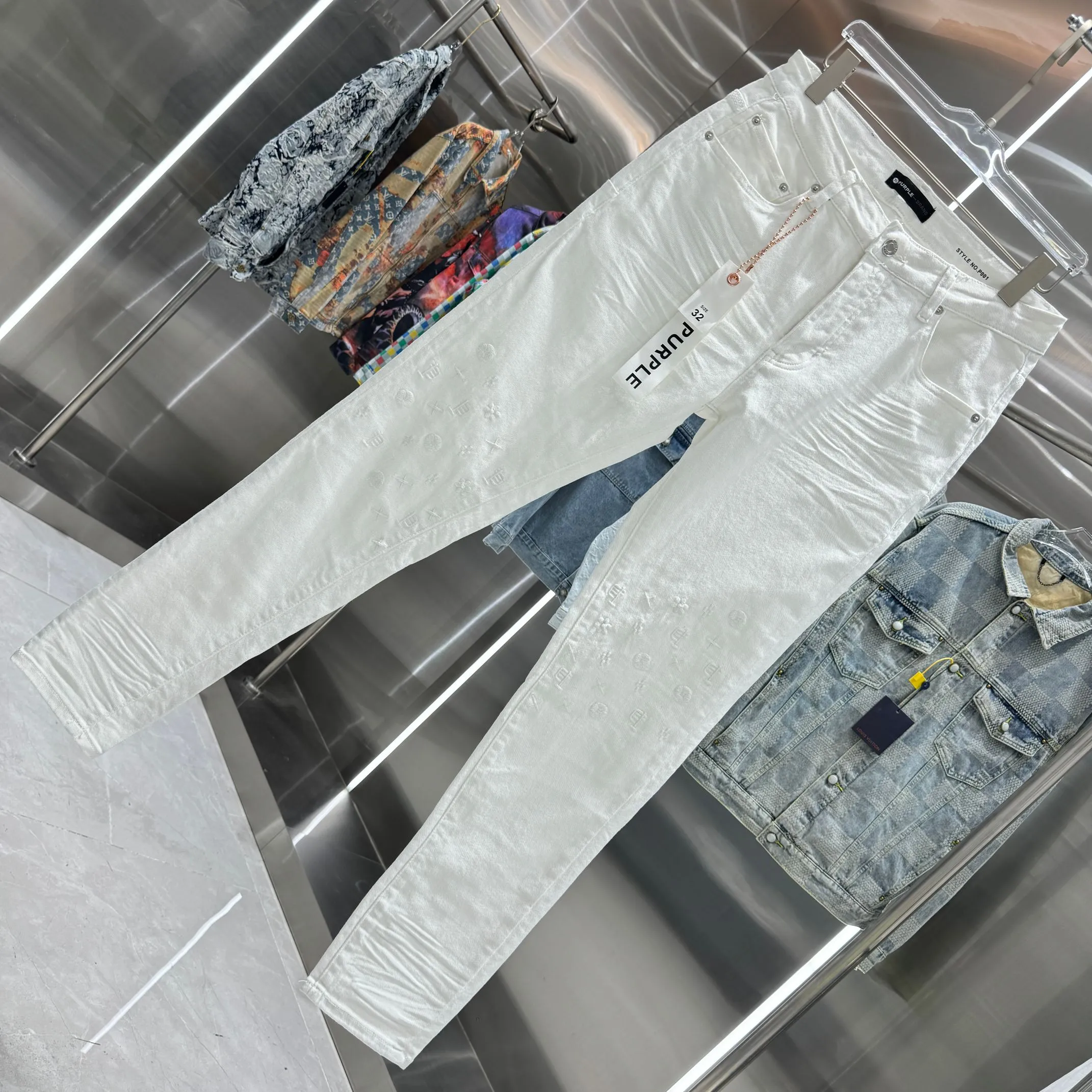 🅿️310 Purple Brand street fashion style slim fit stretch jeans Color White Size 30 32 34 36 38