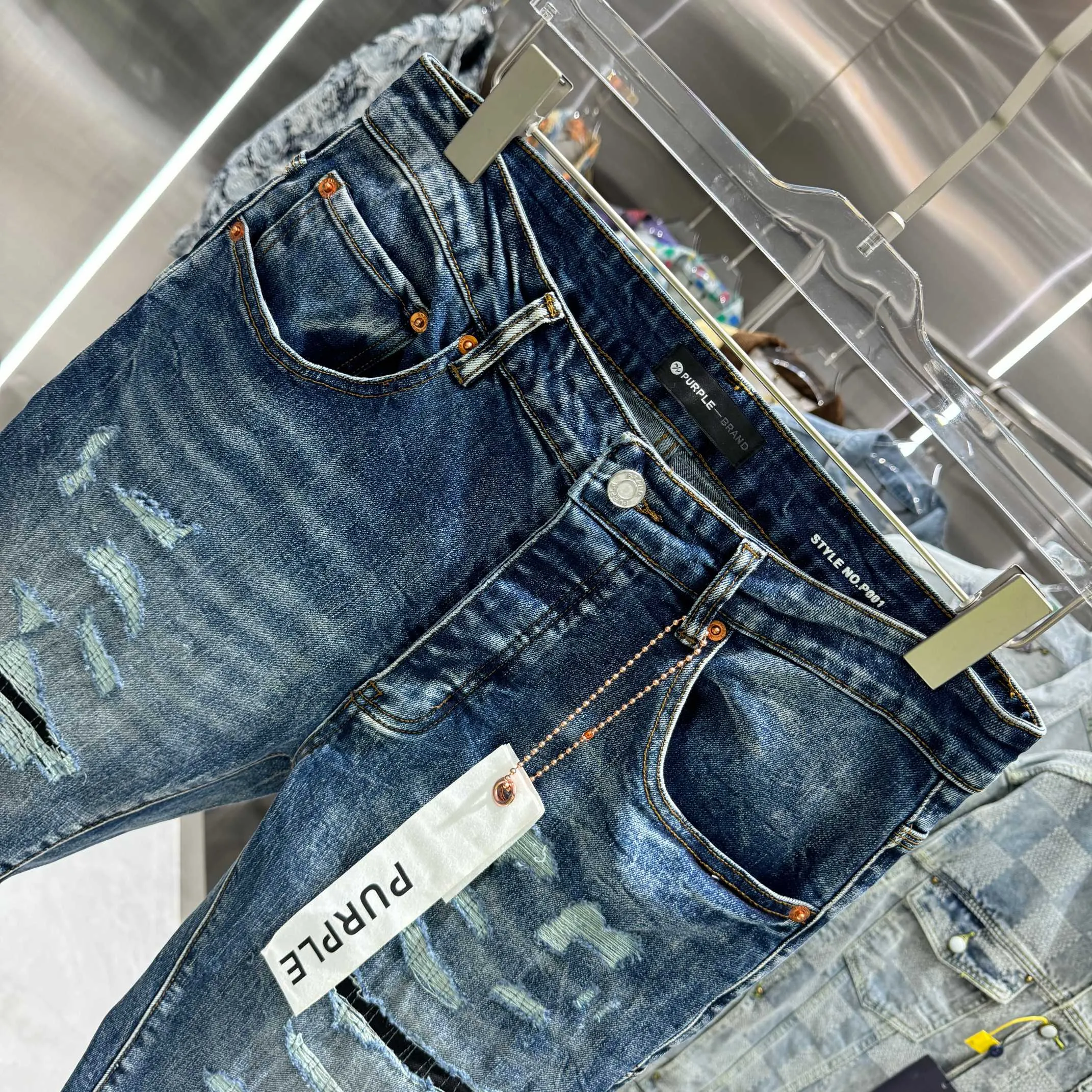 🅿️310 Purple Brand ripped street fashion style slim fit stretch jeans color dark blue size 30 32 34 36 38