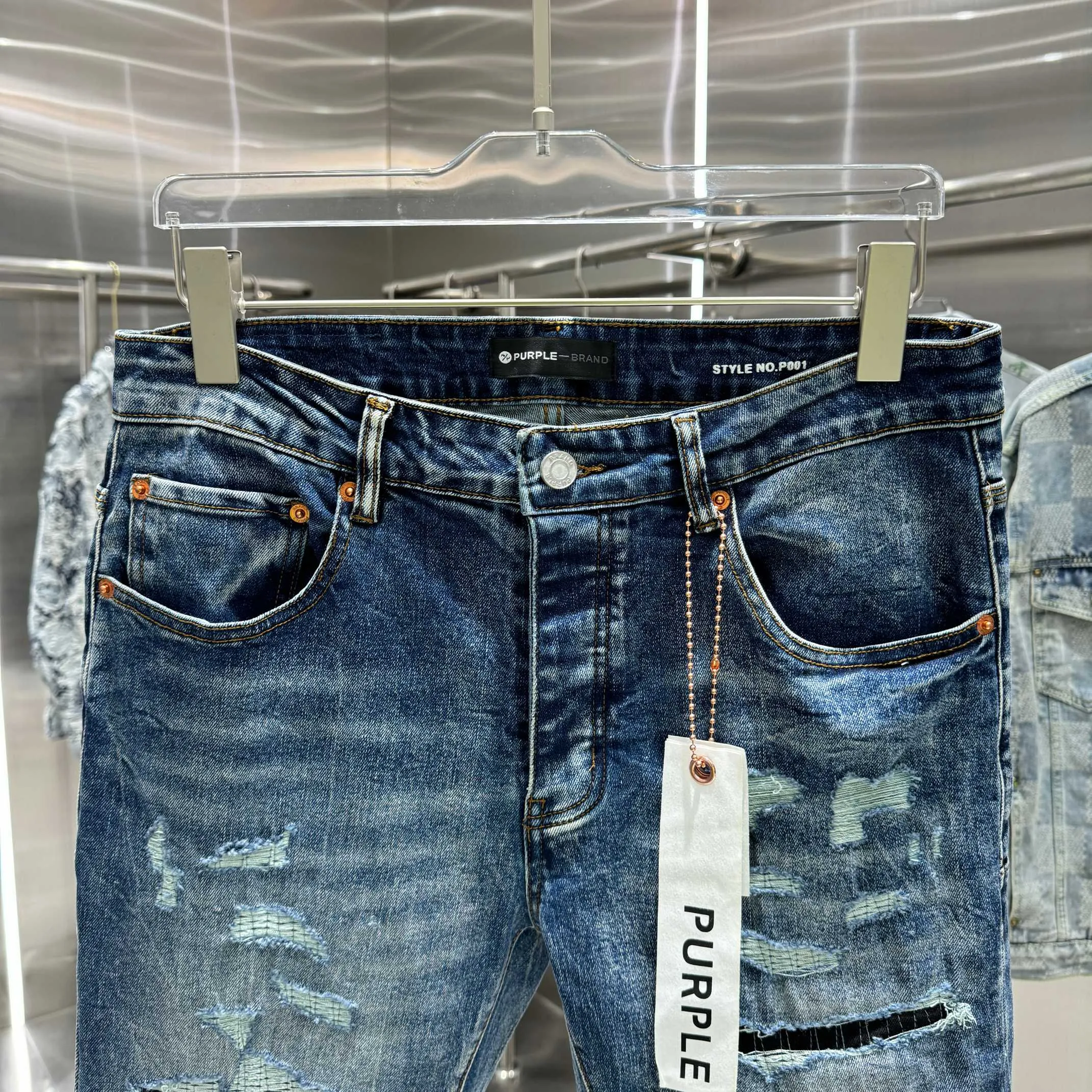 🅿️310 Purple Brand ripped street fashion style slim fit stretch jeans color dark blue size 30 32 34 36 38