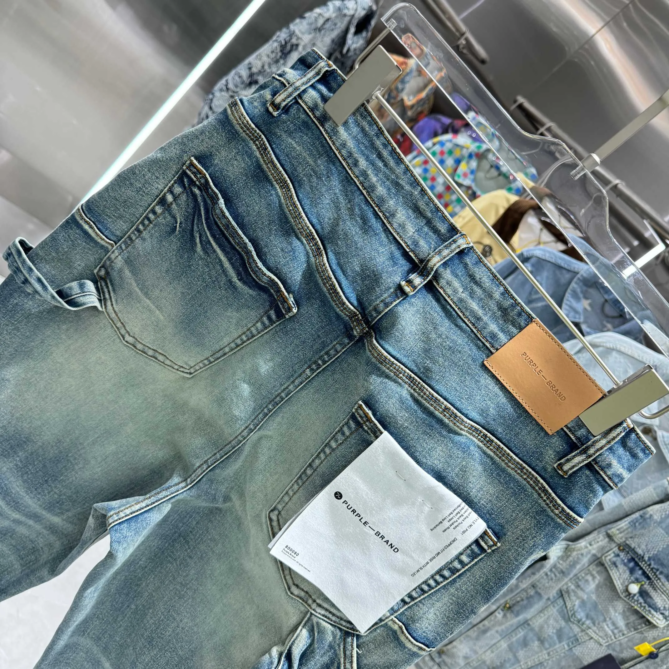 🅿️320 Purple Brand ripped workwear street fashion loose straight jeans Color Blue Size 30 32 34 36 38