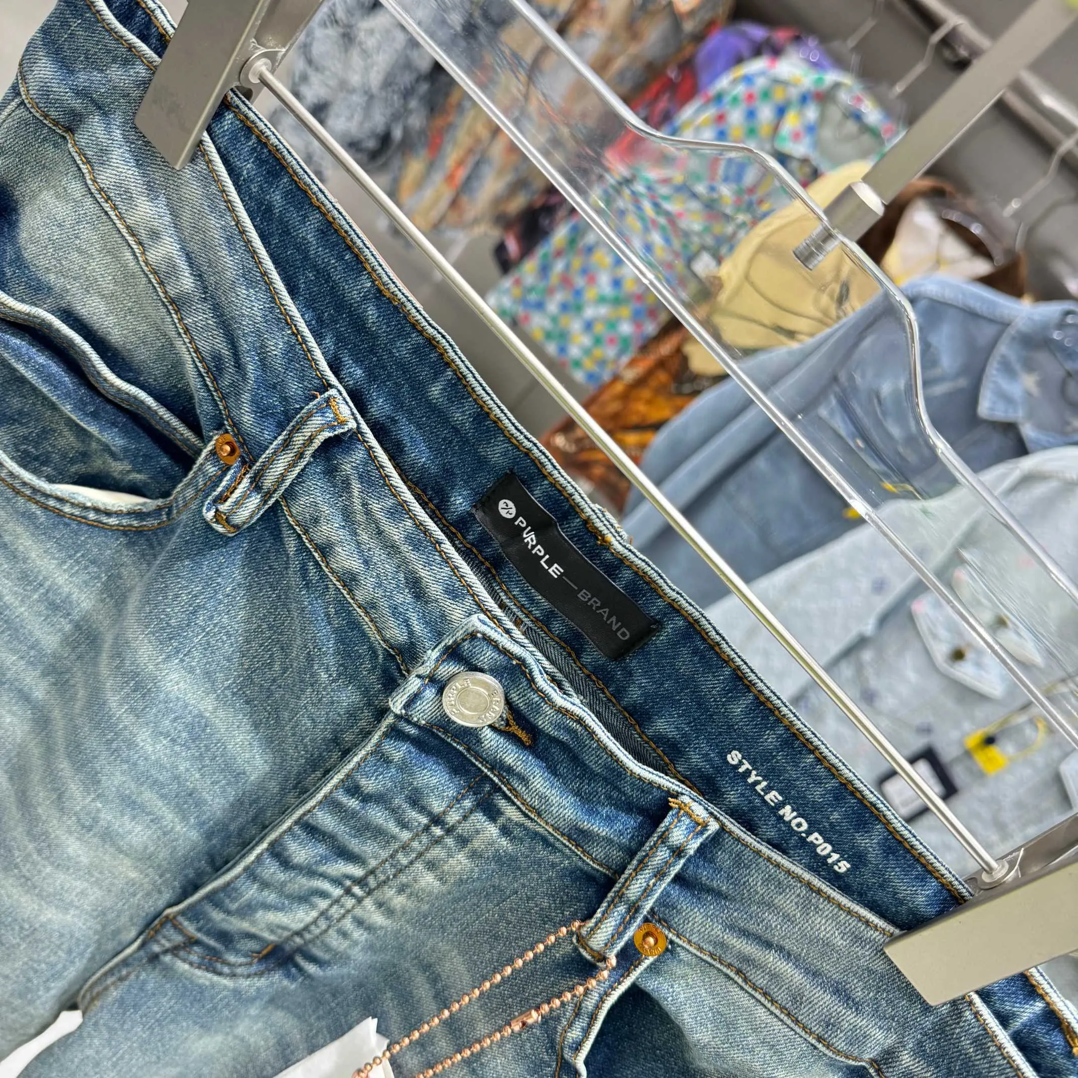 🅿️320 Purple Brand ripped workwear street fashion loose straight jeans Color Blue Size 30 32 34 36 38