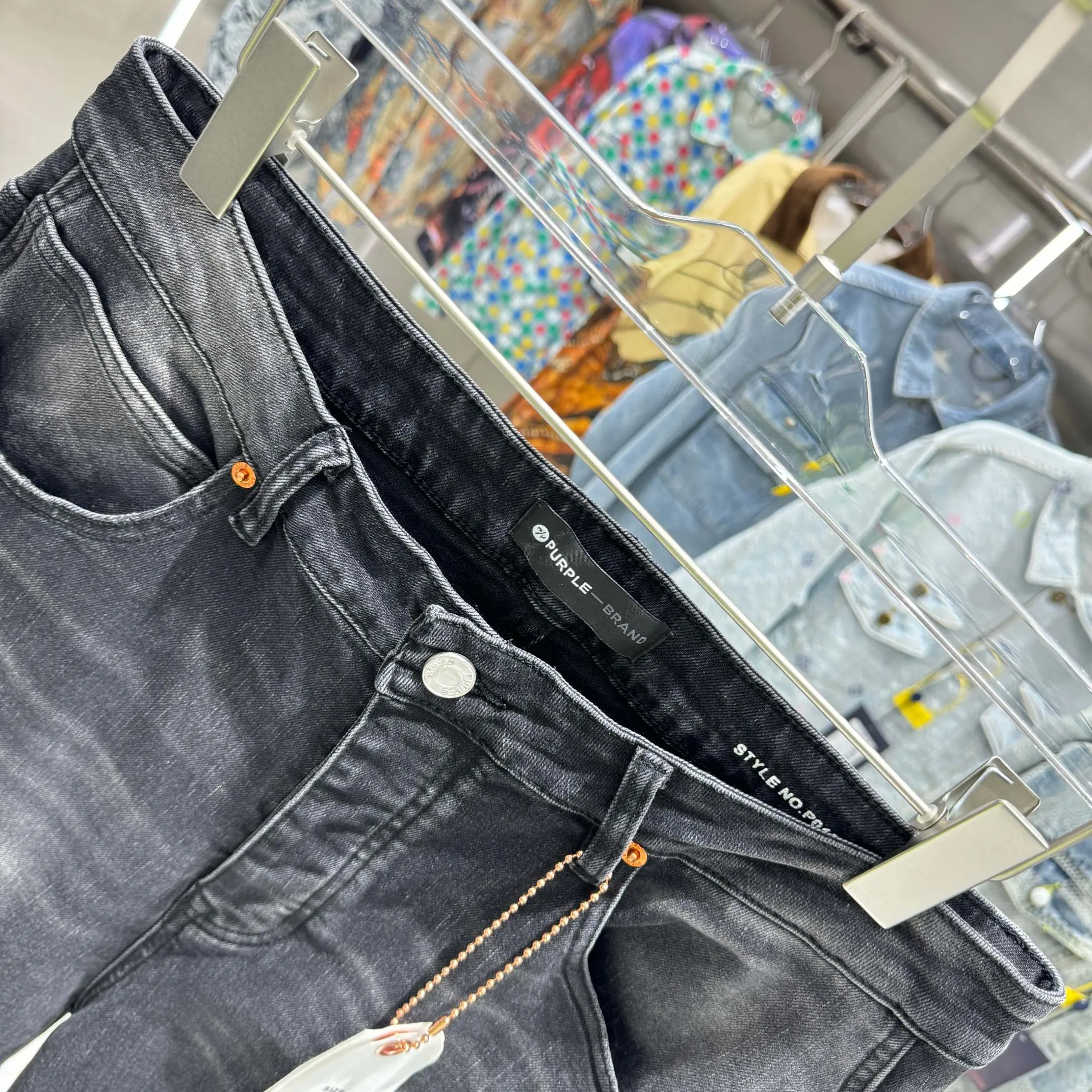 🅿️320 Purple Brand ripped workwear street fashion loose straight jeans Color Black Size 30 32 34 36 38