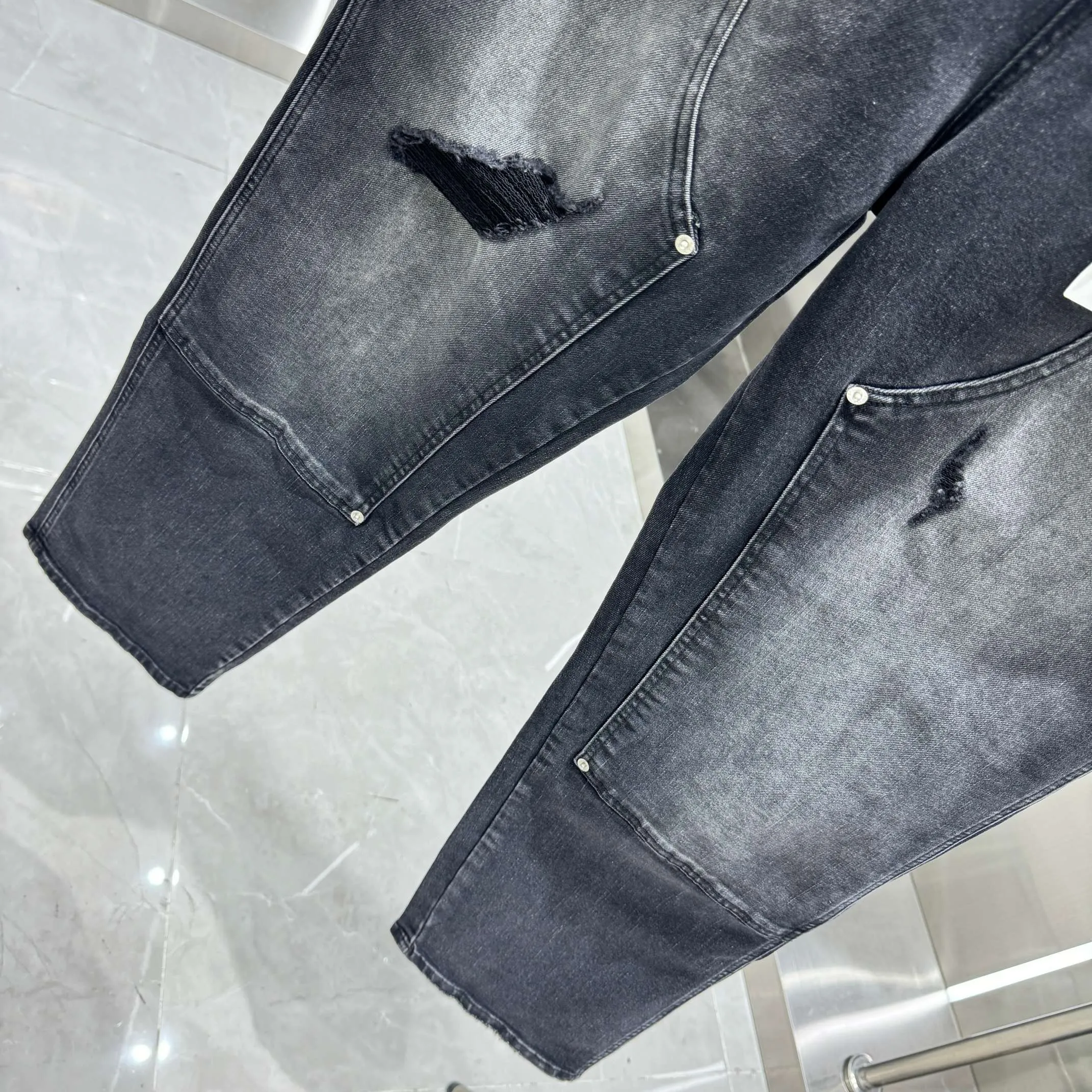 🅿️320 Purple Brand ripped workwear street fashion loose straight jeans Color Black Size 30 32 34 36 38