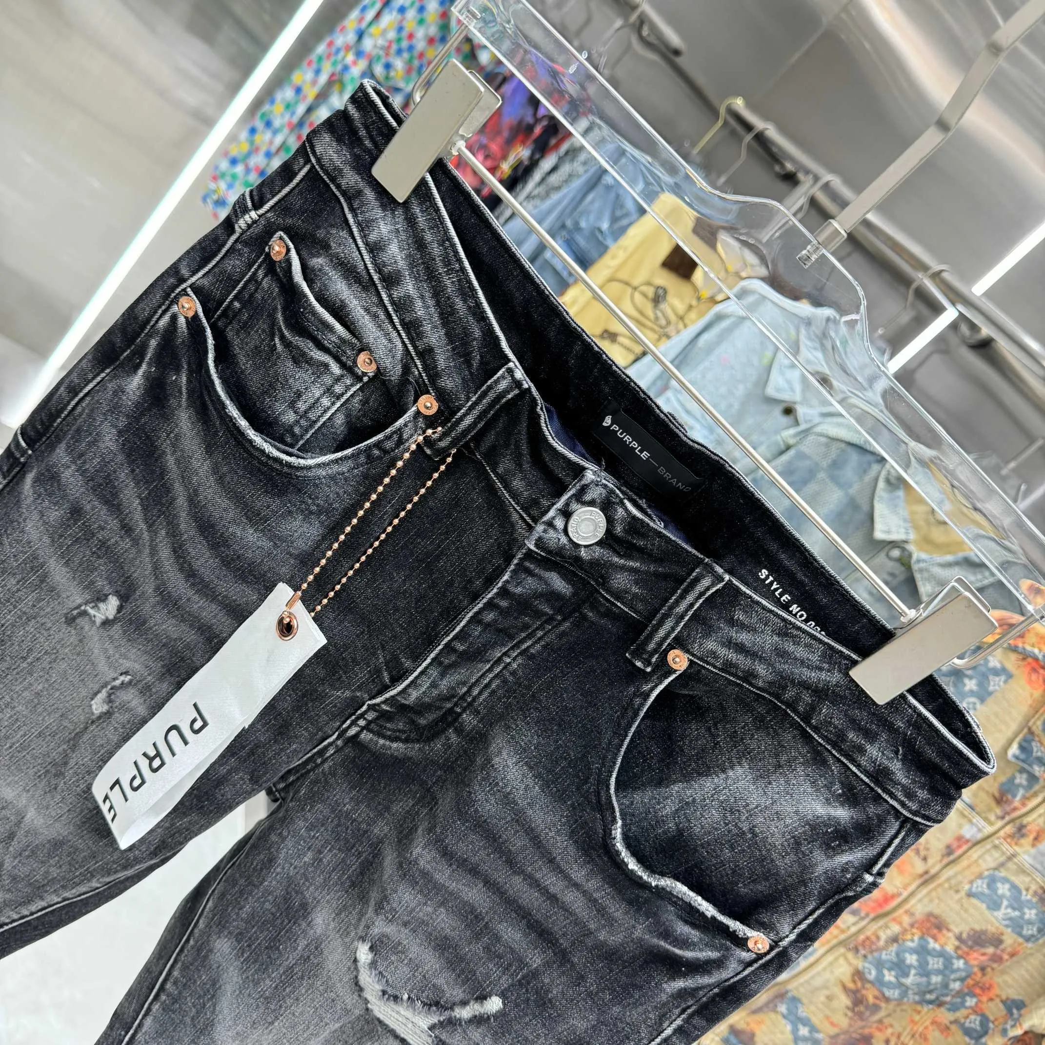 🅿️310 Purple Brand ripped craft street fashion slim fit stretch jeans color black size 30 32 34 36 38