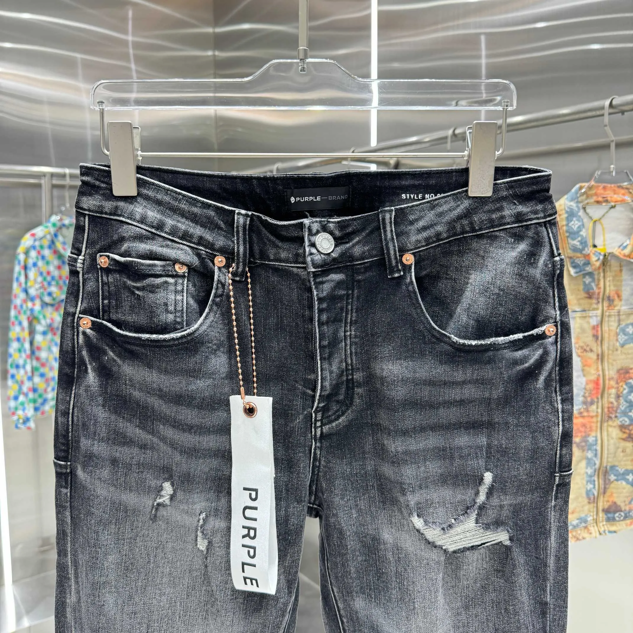 🅿️310 Purple Brand ripped craft street fashion slim fit stretch jeans color black size 30 32 34 36 38