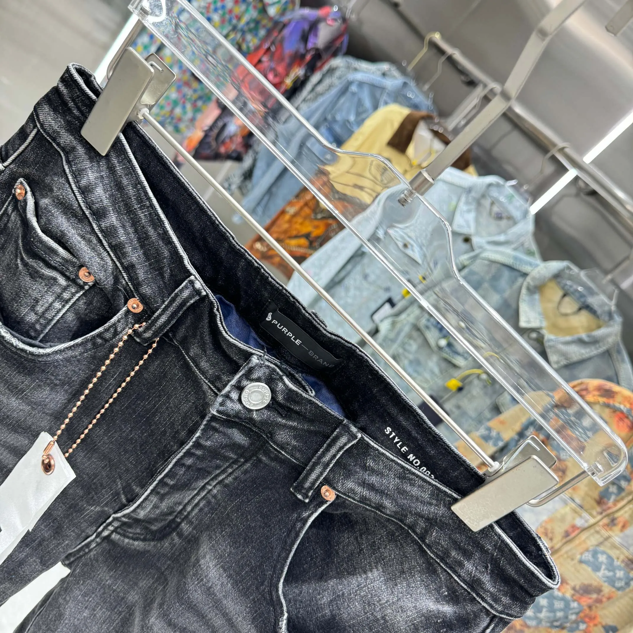 🅿️310 Purple Brand ripped craft street fashion slim fit stretch jeans color black size 30 32 34 36 38