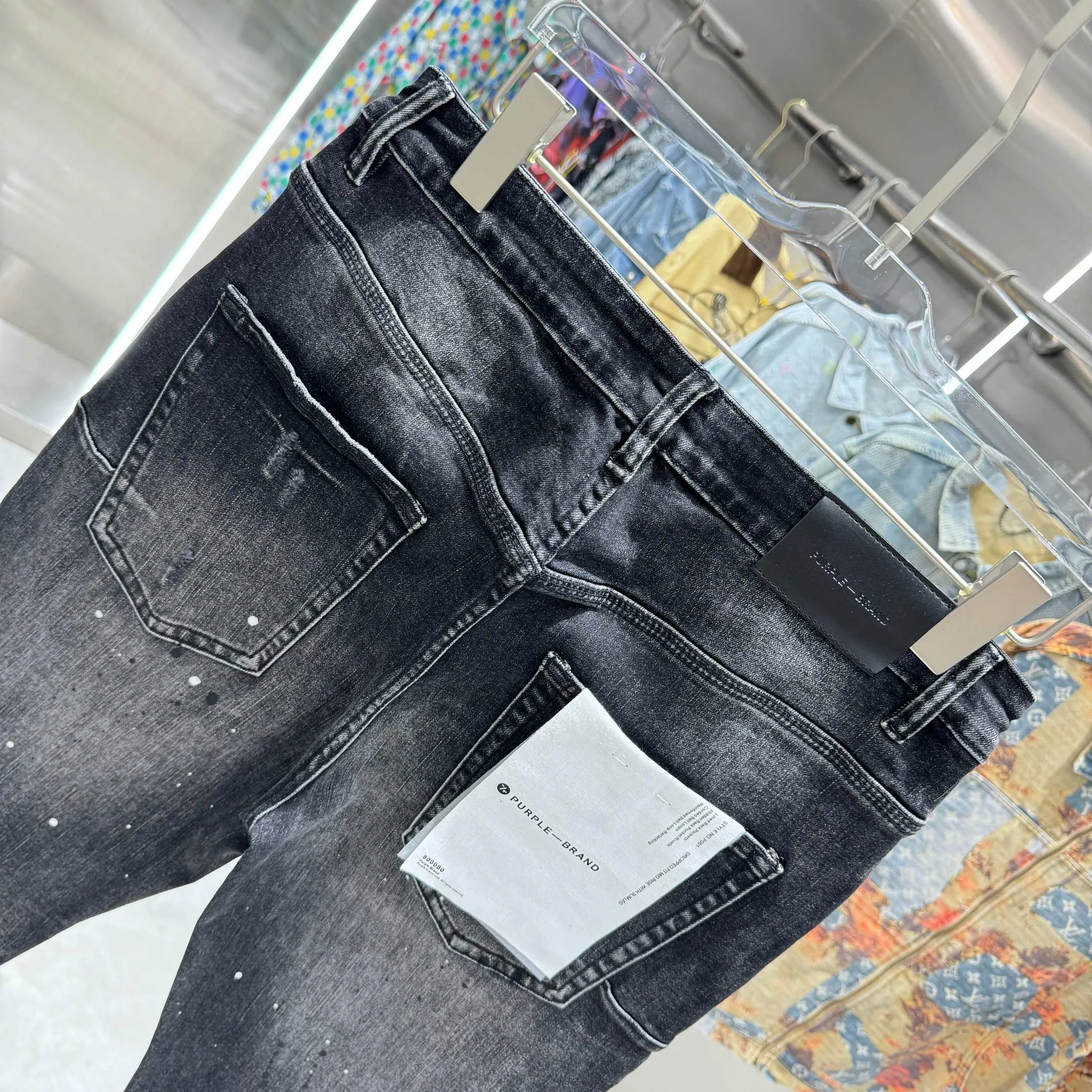 🅿️310 Purple Brand ripped graffiti craft street fashion slim fit stretch jeans Color Black Size 30 32 34 36 38