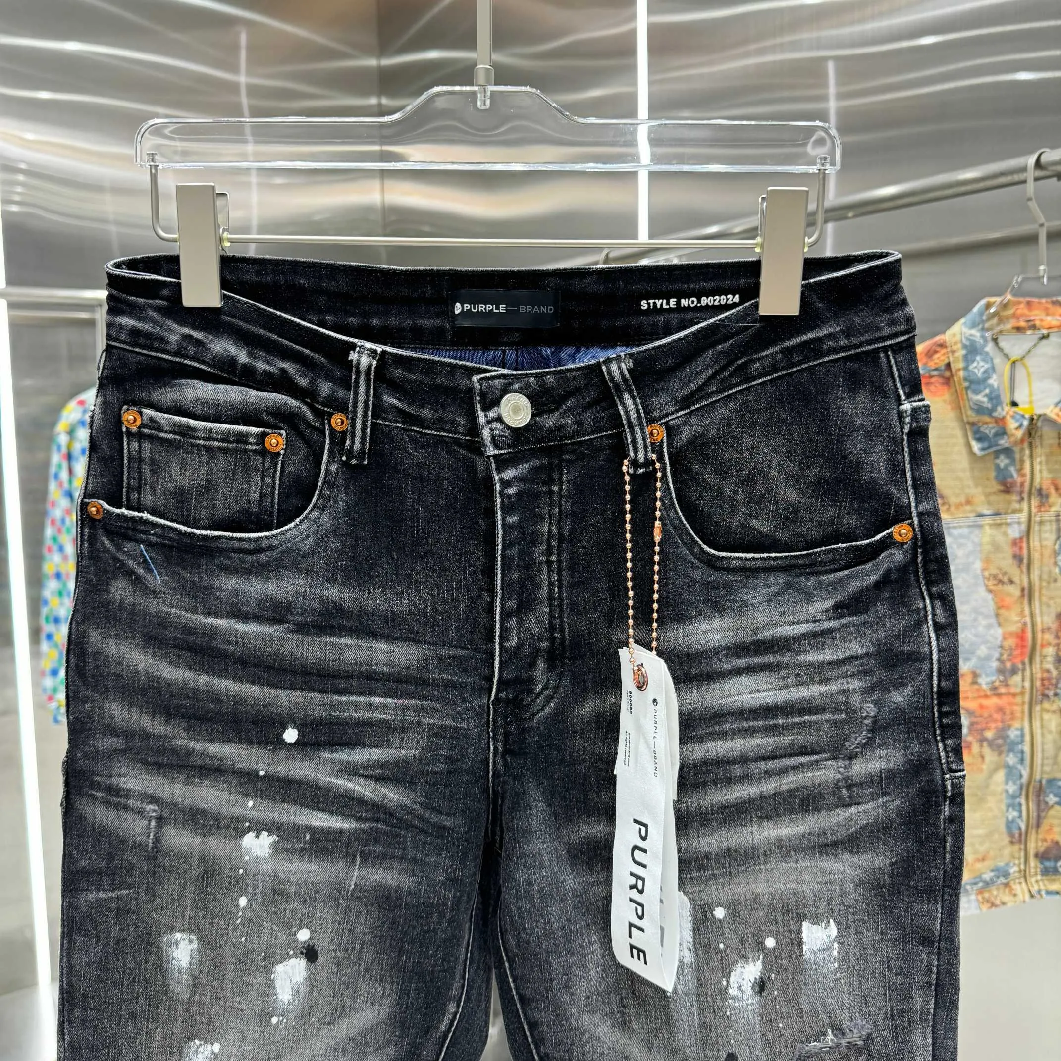🅿️310 Purple Brand ripped graffiti craft street fashion slim fit stretch jeans Color Black Size 30 32 34 36 38