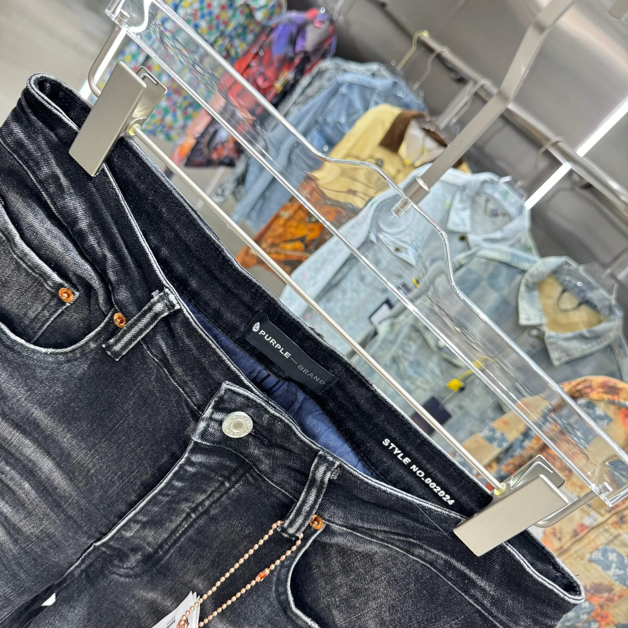 🅿️310 Purple Brand ripped graffiti craft street fashion slim fit stretch jeans Color Black Size 30 32 34 36 38