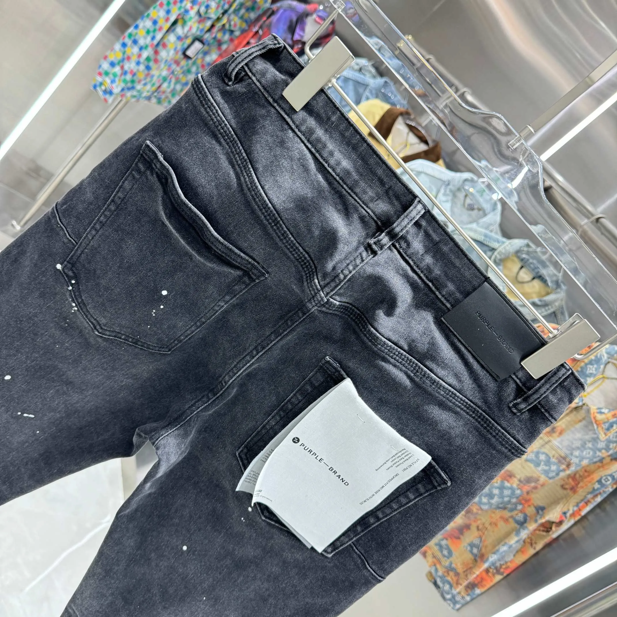 🅿️310 Purple Brand washed graffiti craft street fashion slim fit stretch jeans Color Black Size 30 32 34 36 38