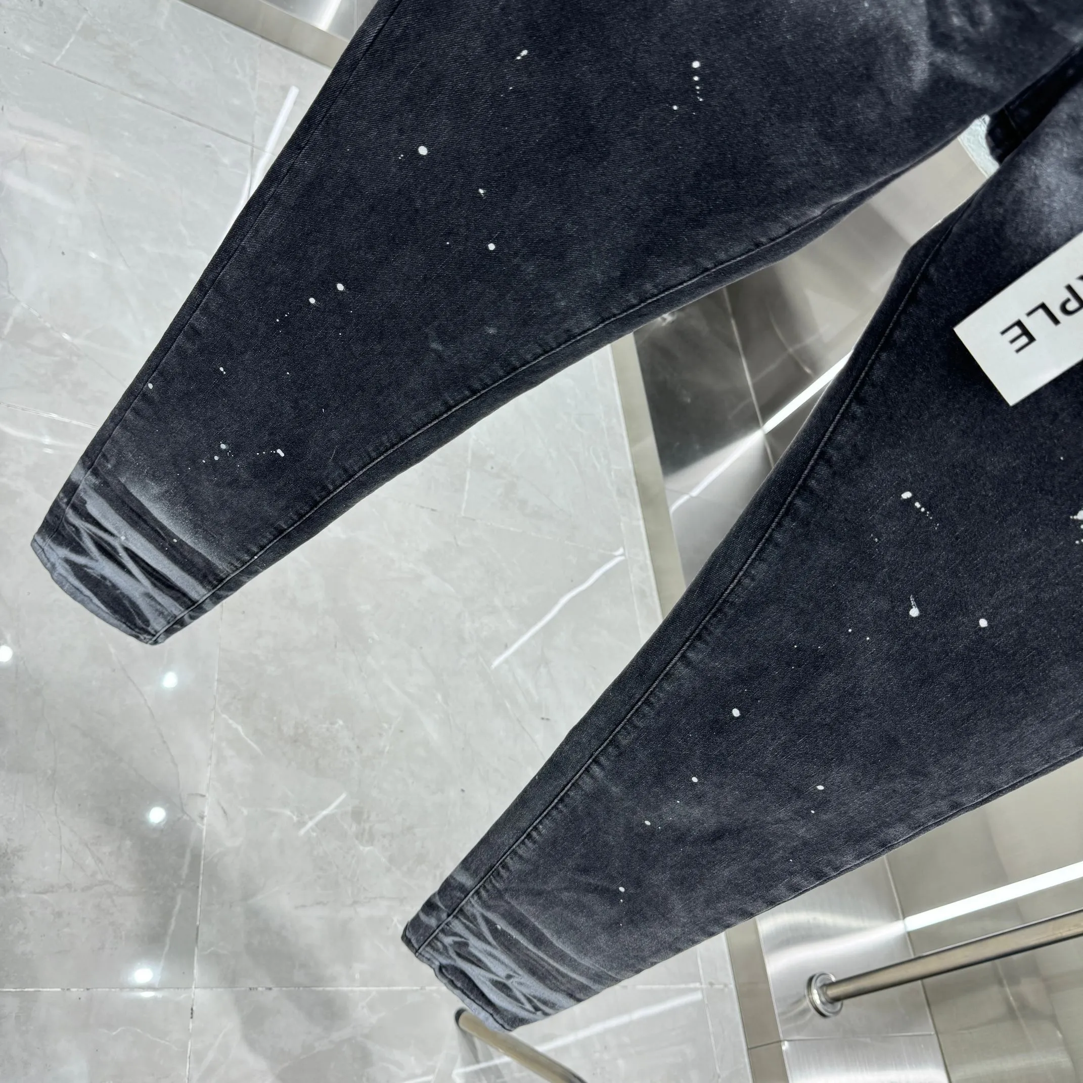 🅿️310 Purple Brand washed graffiti craft street fashion slim fit stretch jeans Color Black Size 30 32 34 36 38