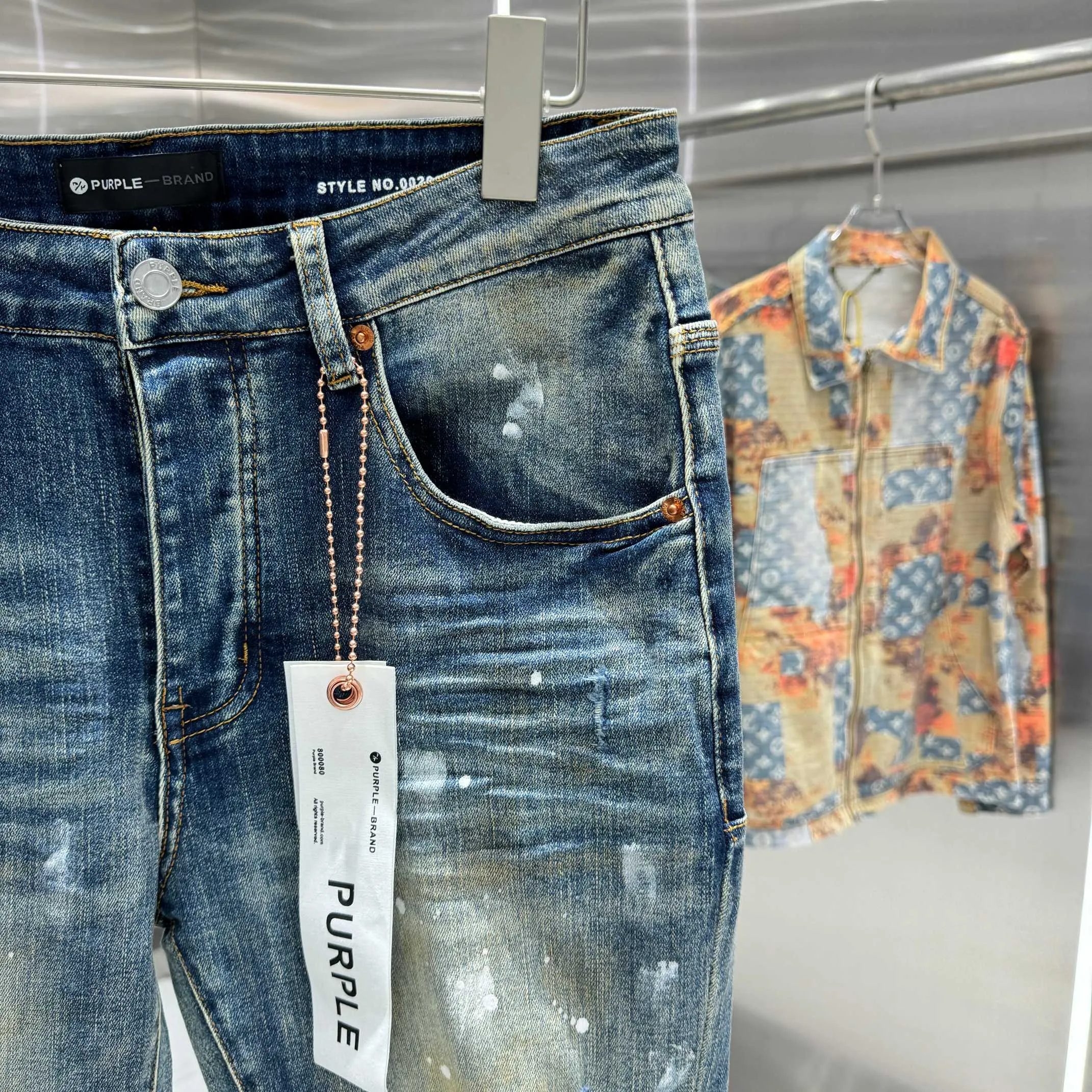 🅿️310 Purple Brand ripped graffiti craft street fashion slim fit stretch jeans color blue code number 30 32 34 36 38