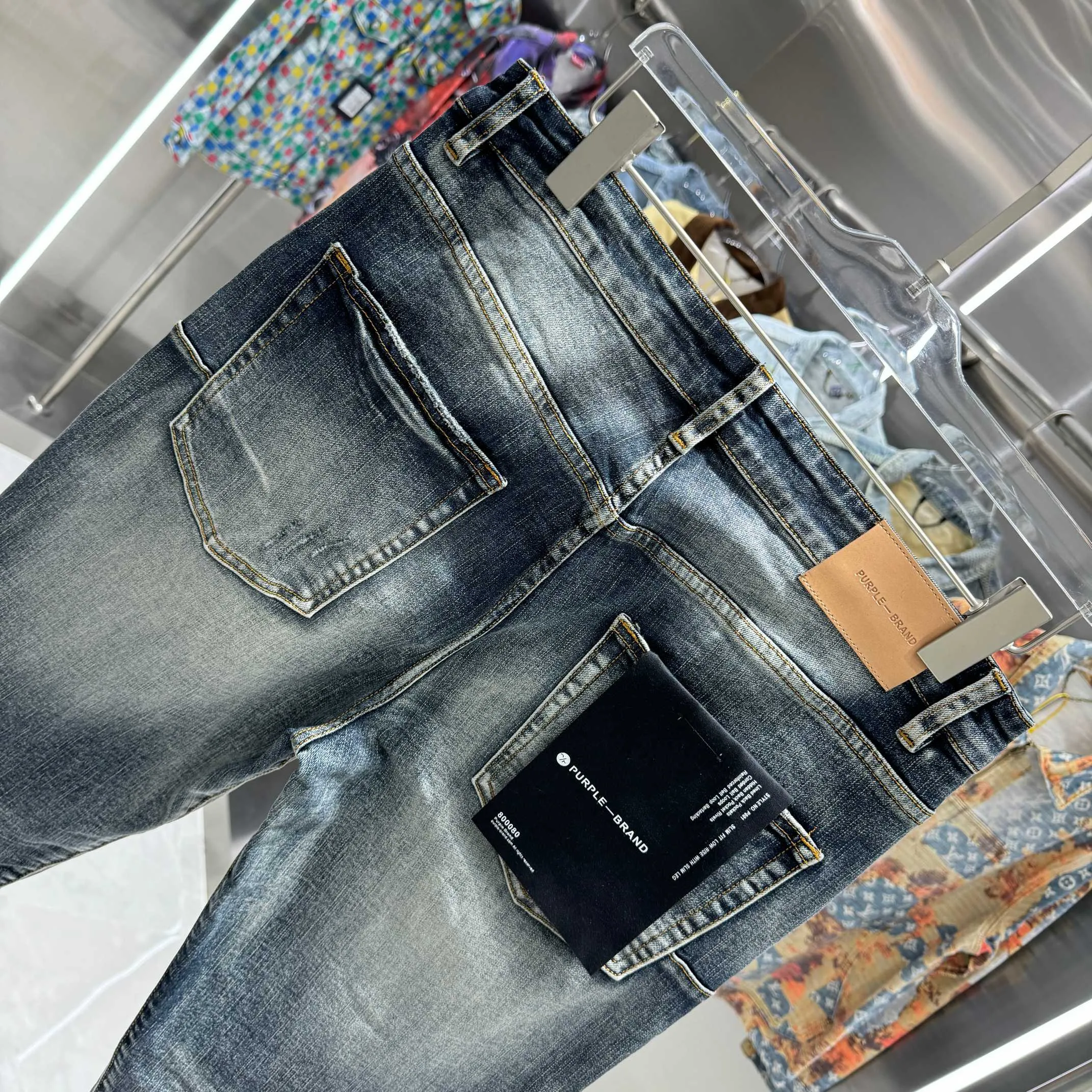 🅿️310 Purple Brand frayed street fashion style micro-flared stretch jeans Color Black Size 30 32 34 36 38
