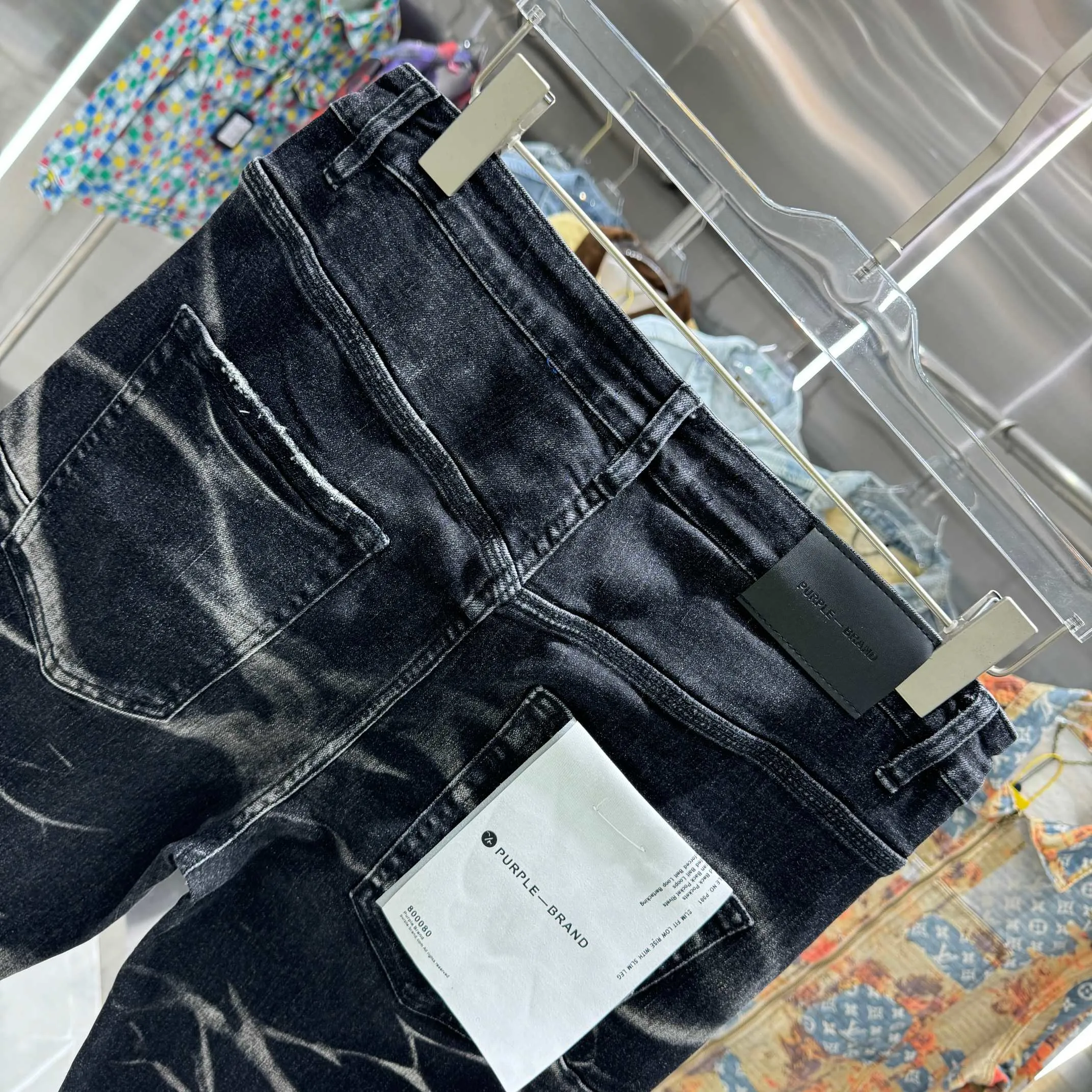 🅿️310 Purple Brand Heavy Washing Craftsman Street Fashion Slim Fit Small Foot Stretch Jeans Color Black Size 30 32 34 36 38