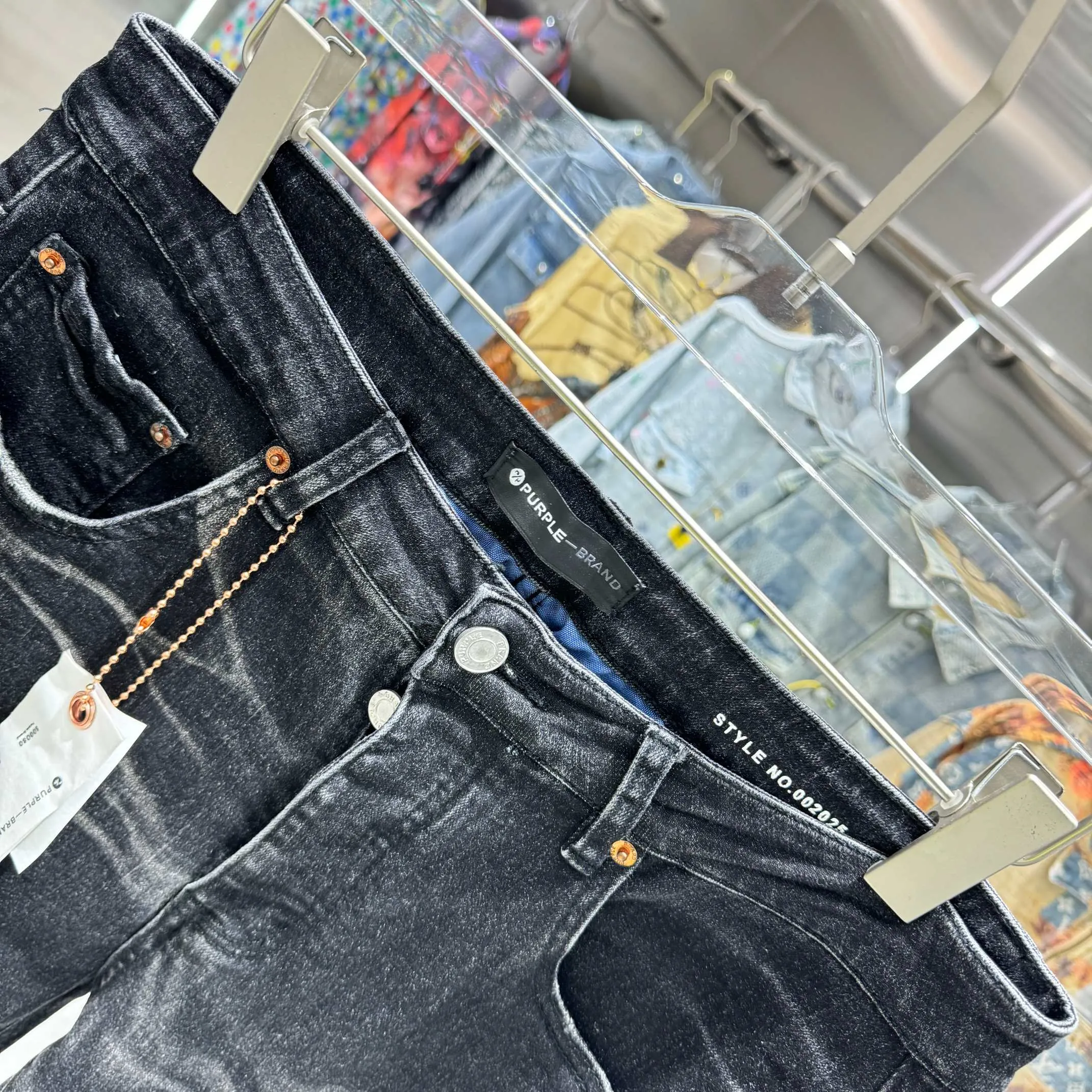 🅿️310 Purple Brand Heavy Washing Craftsman Street Fashion Slim Fit Small Foot Stretch Jeans Color Black Size 30 32 34 36 38