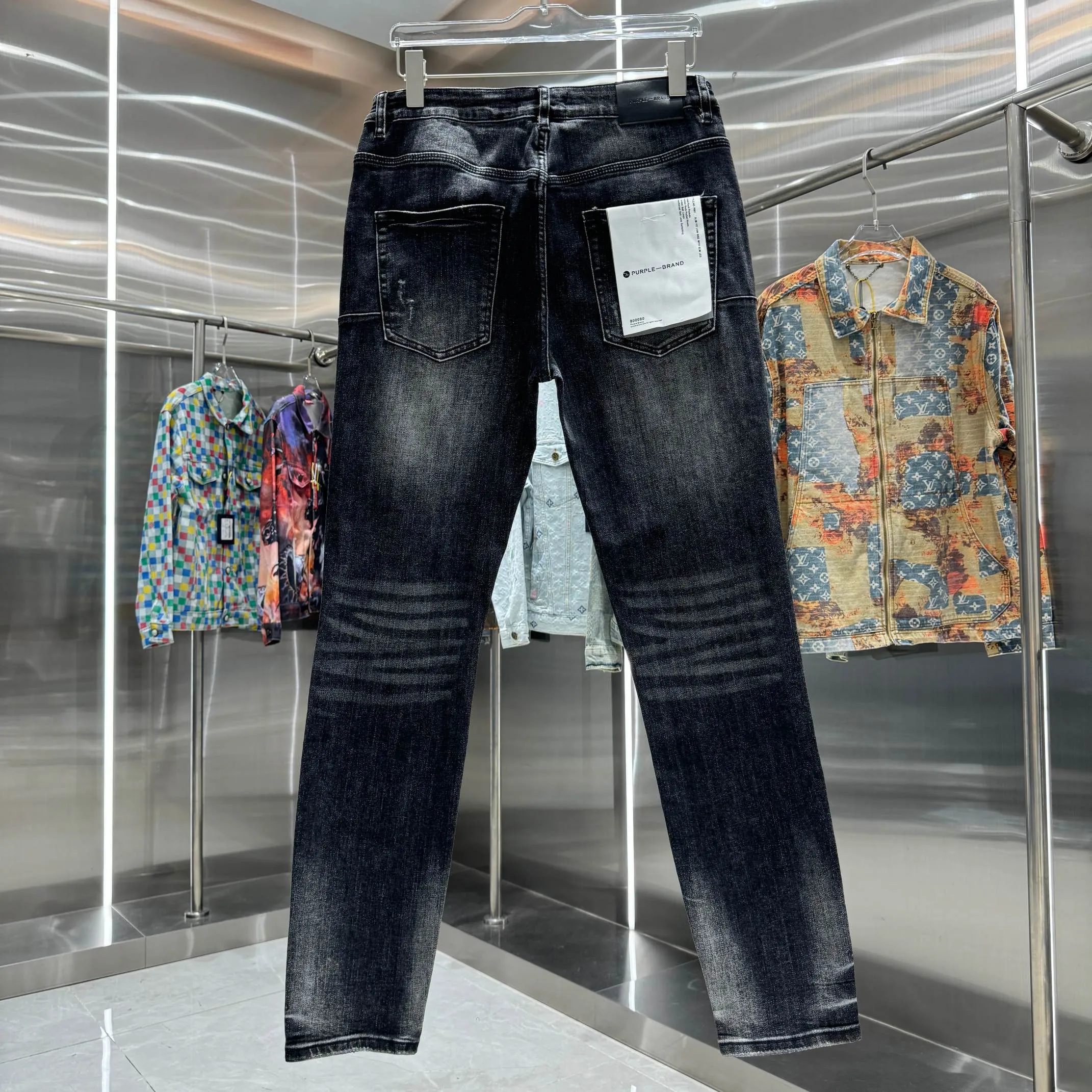 🅿️310 Purple Brand ripped washed distressed street fashion slim fit stretch jeans color black code number 30 32 34 36 38
