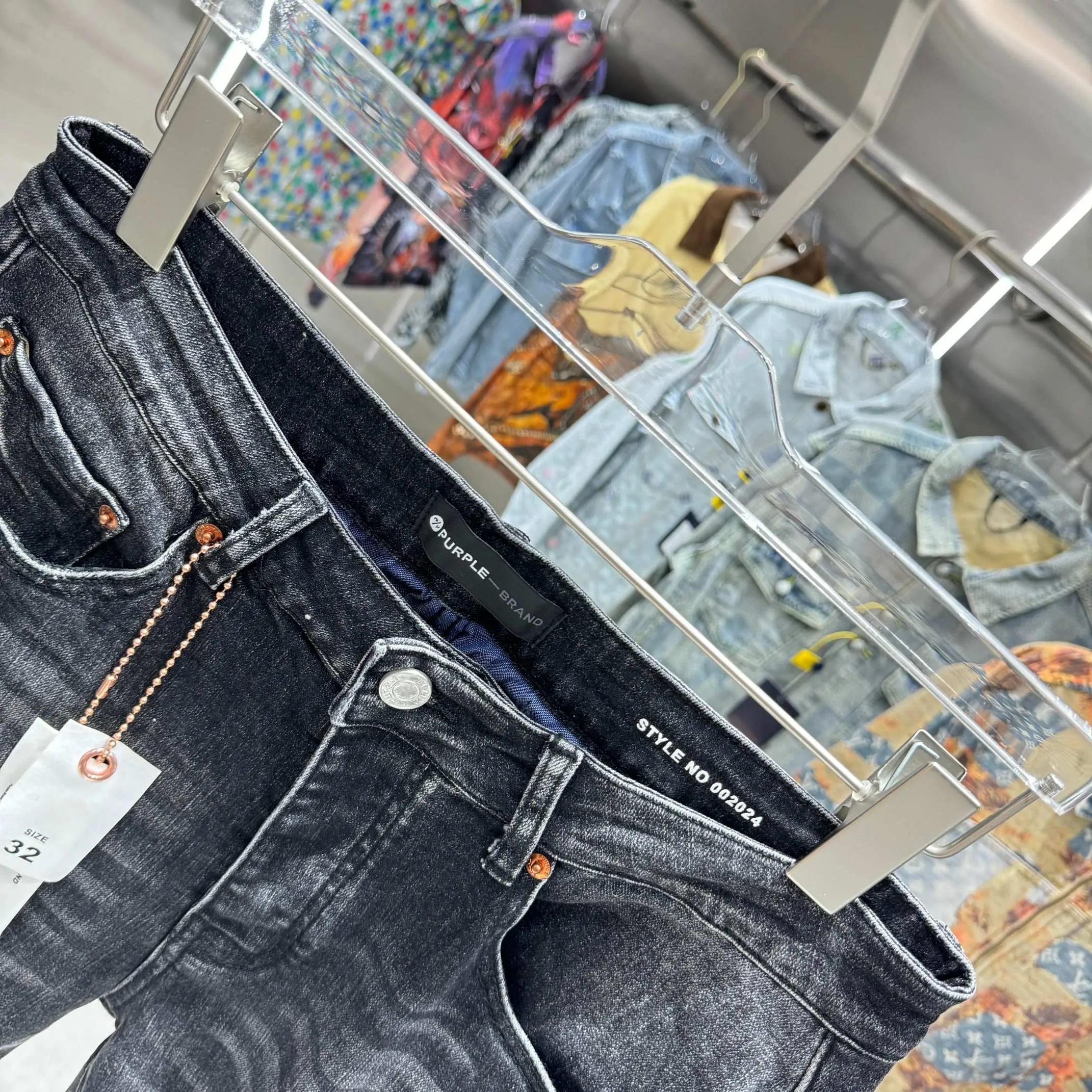 🅿️310 Purple Brand ripped washed distressed street fashion slim fit stretch jeans color black code number 30 32 34 36 38