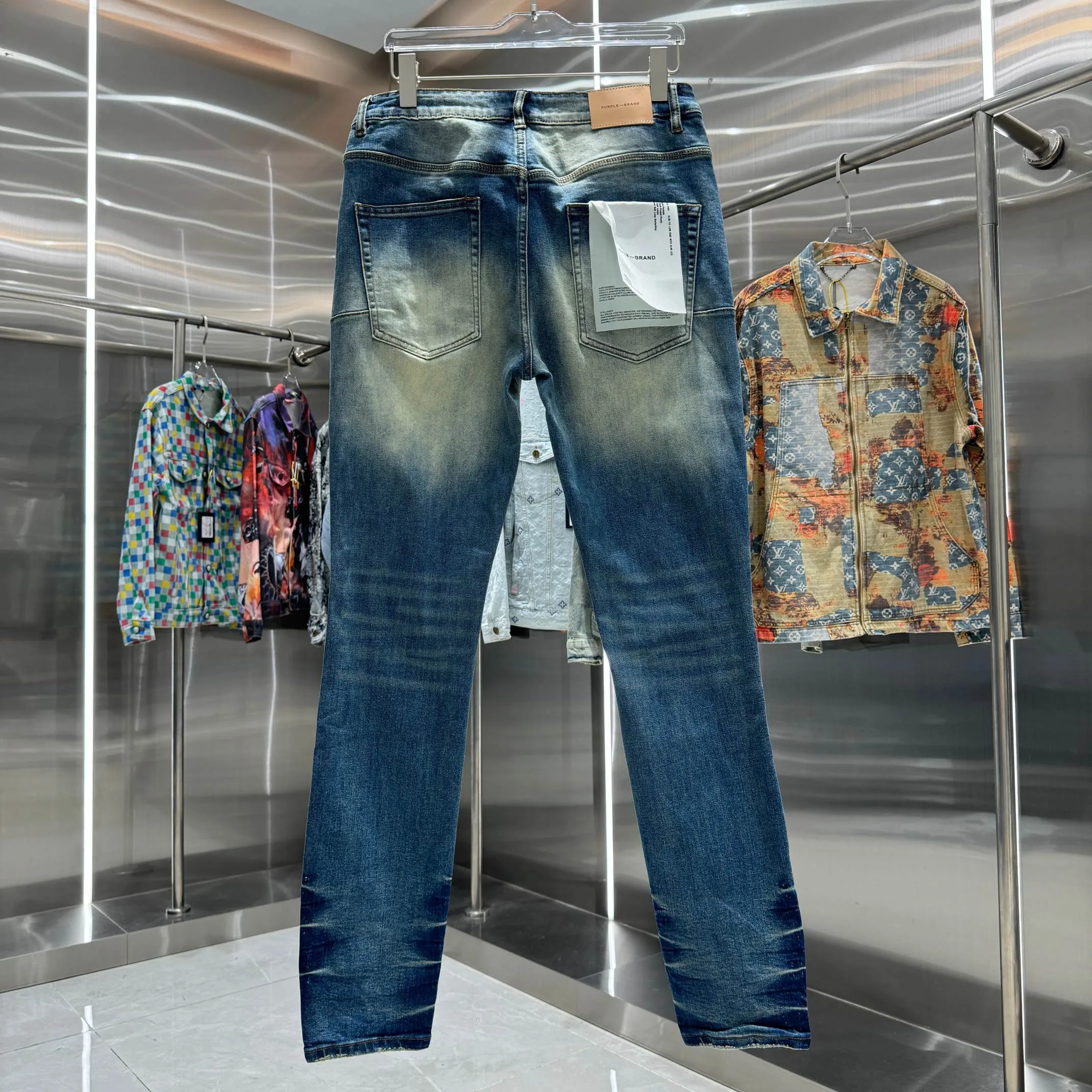 🅿️310 Purple Brand ripped craft street fashion slim fit stretch jeans color dark blue size 30 32 34 36 38