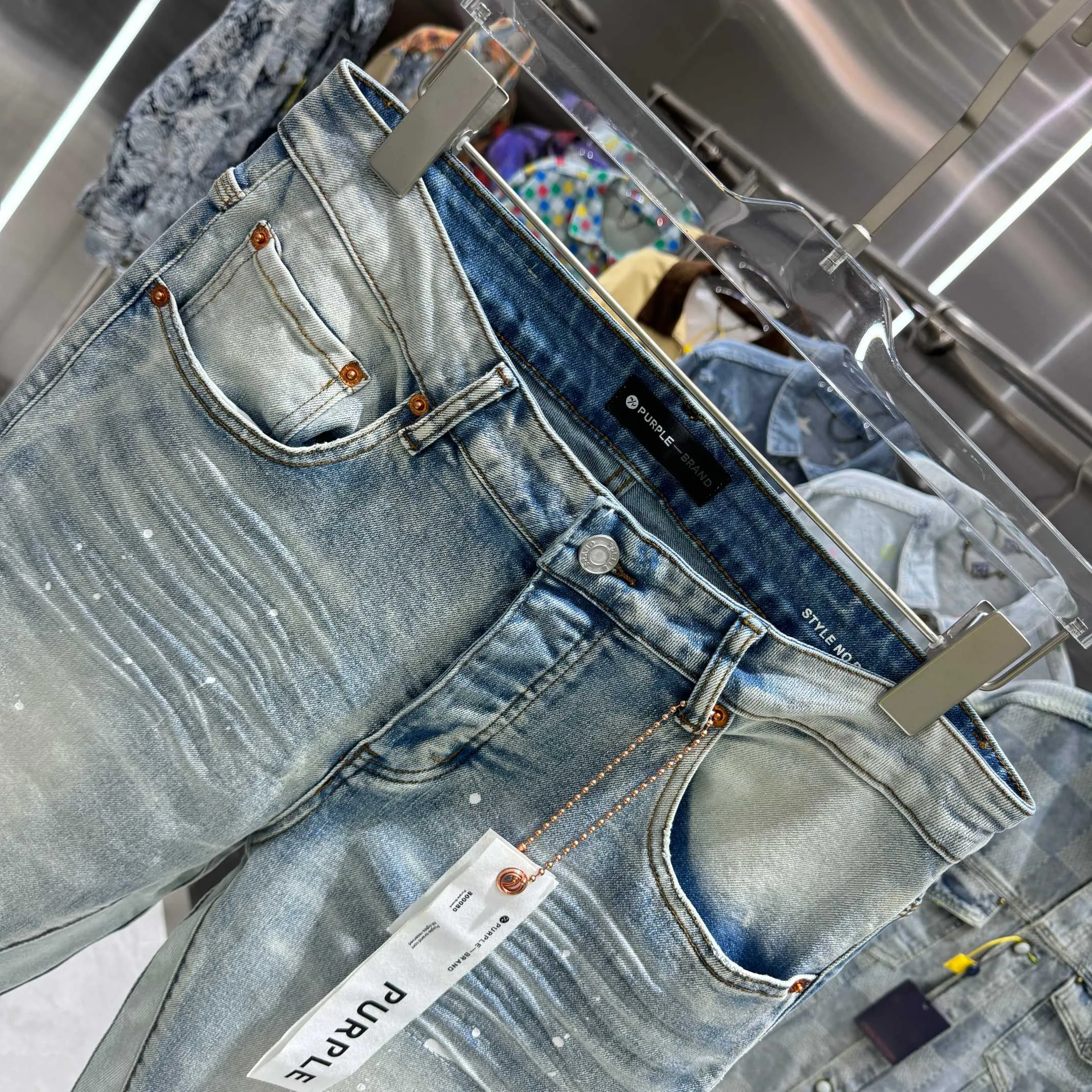 🅿️310 Purple Brand graffiti ripped street style micro-flared stretch jeans Color Light Blue Size 30 32 34 36 38