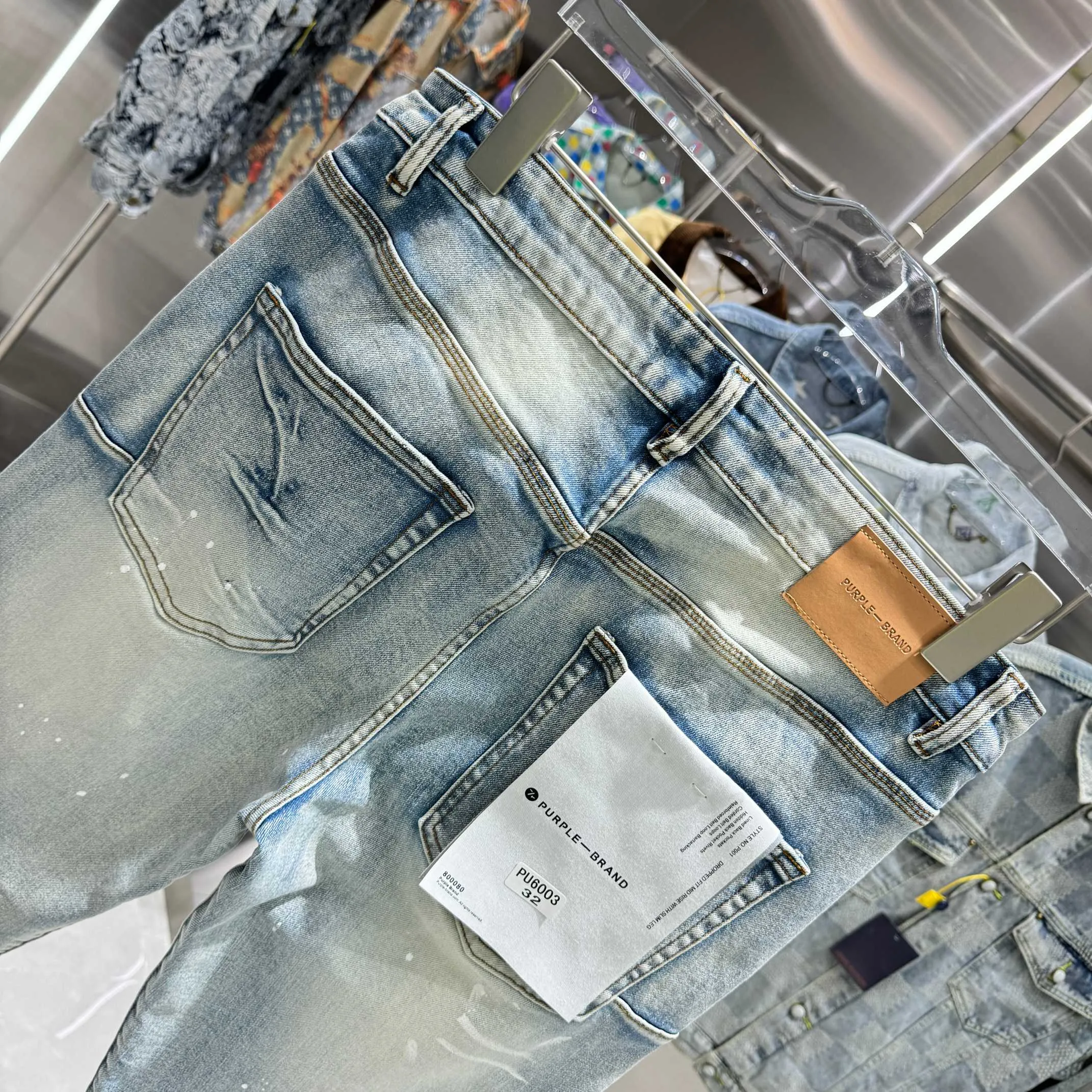 🅿️310 Purple Brand graffiti ripped street style micro-flared stretch jeans Color Light Blue Size 30 32 34 36 38